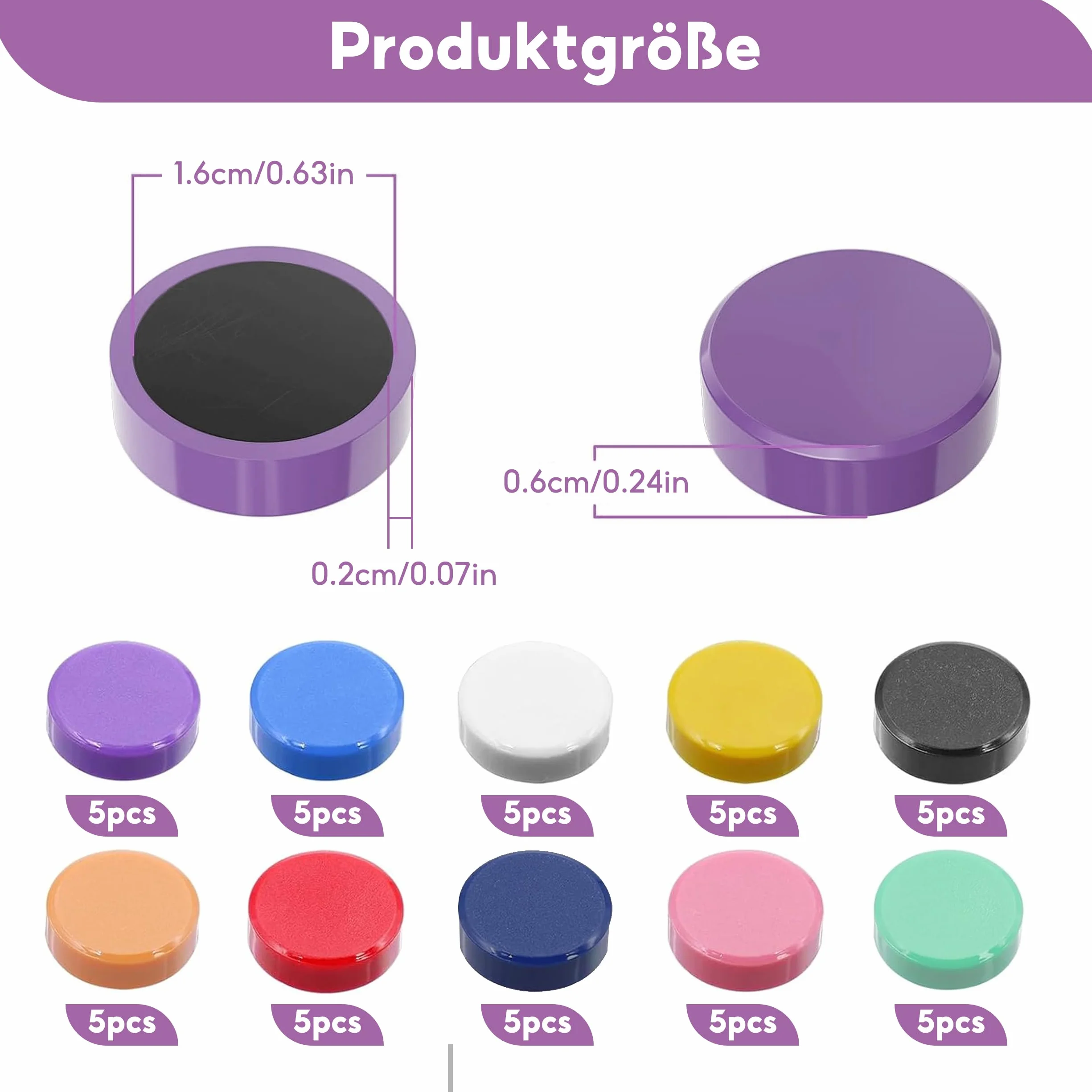 Magnesy na lodówkę 50 sztuk silne kolorowe mini magnesy tablicowe 10 kolorów