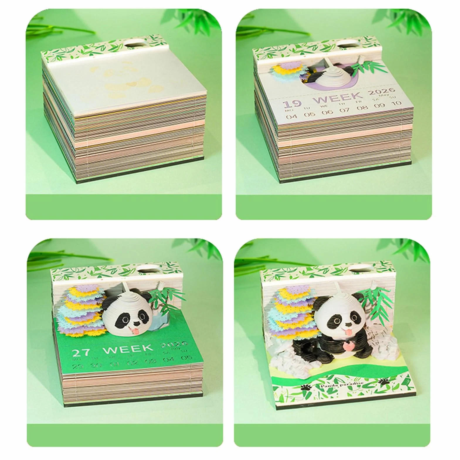 Kalendarz 3D Papier Panda Rzeźba Notatnik do Klasy Domu Nauczyciela