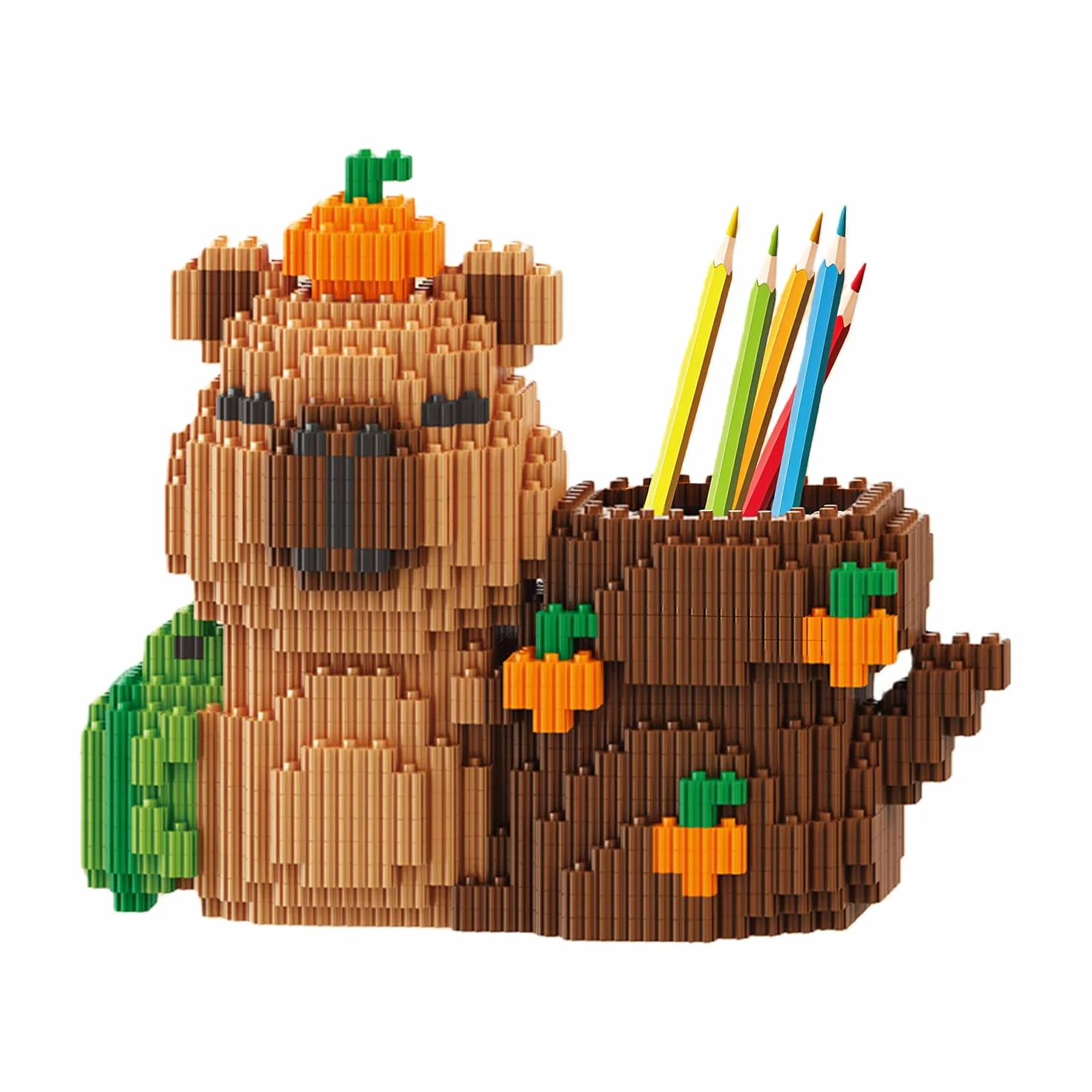 Capybara Capybara uchwyt na długopisy, Capybara klocki zaciskowe, prezent Capybara, model 3D, kreskówka, mini klocki z instrukcją obsługi dla dorosłych i dzieci, gry