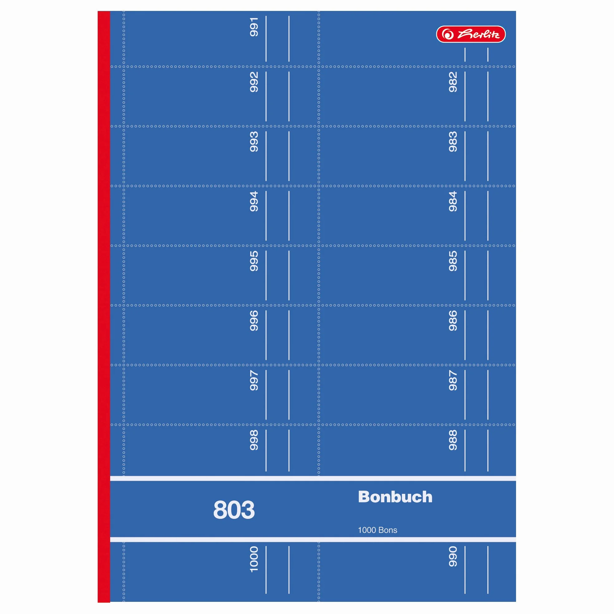 Herlitz 892612 zeszyt 803, A4, różowy, niebieski, żółty, zielony lub czerwony, 2 x 50 arkuszy, 1000 arkuszy posortowanych pod względem koloru