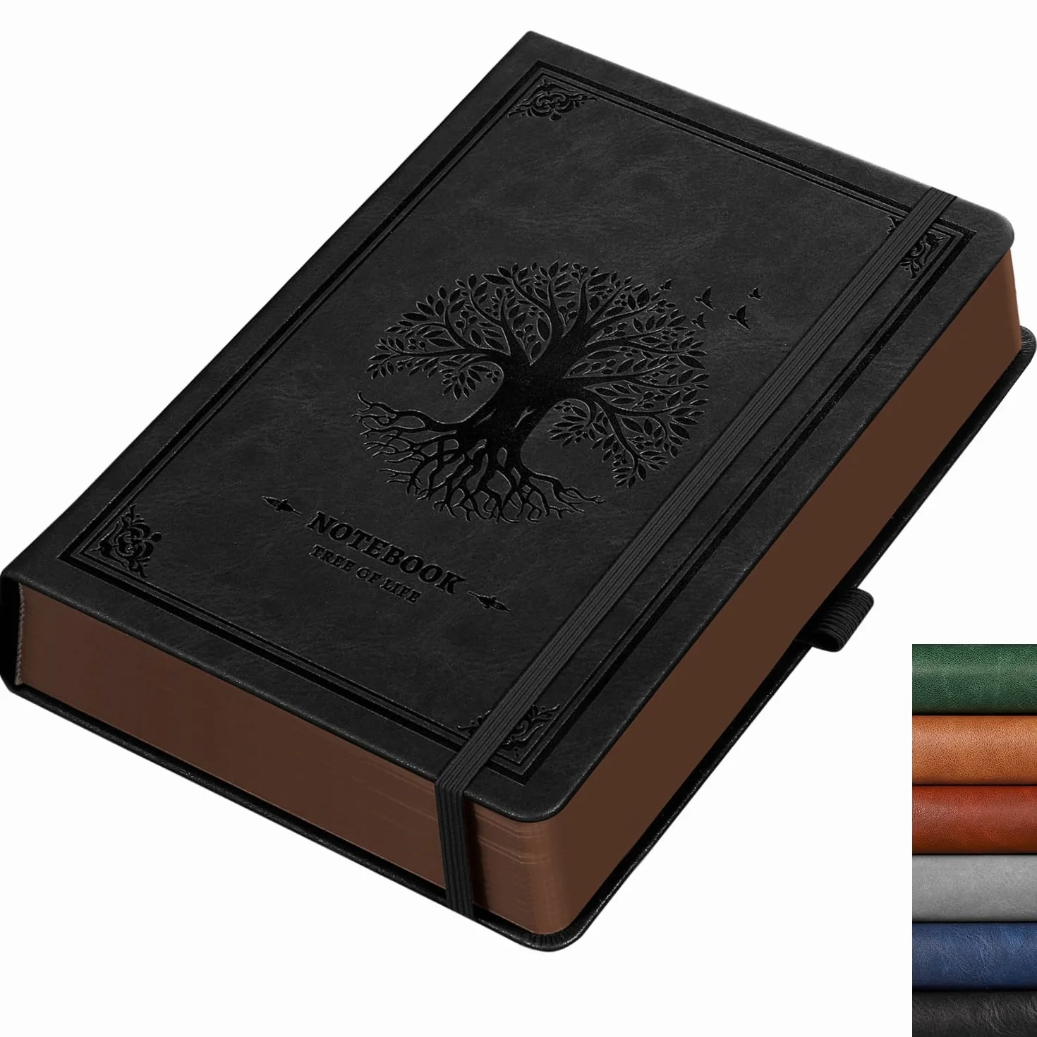 RETTACY Pusty notatnik A5 twarda okładka skóra 320 stron 100 g/m² 14,5 x 21 cm czarny