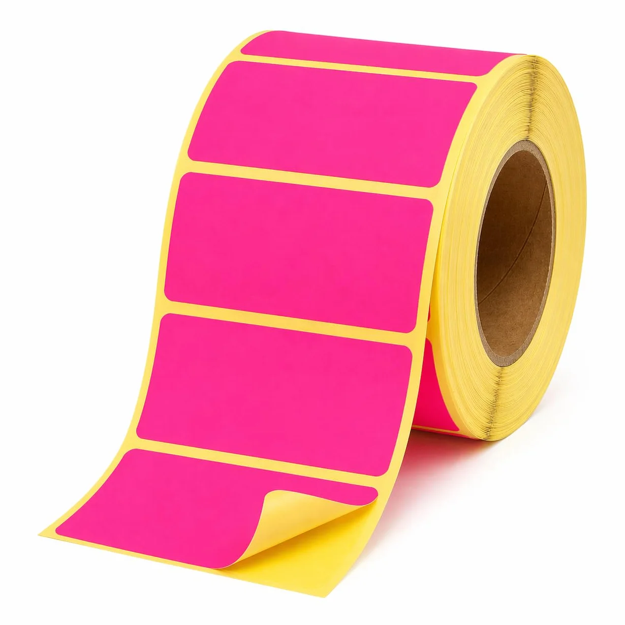MD Labels Neonowe różowe etykiety samoprzylepne 60 x 30 mm na rolce – 1000 sztuk – samoprzylepne etykiety do biura, magazynu i wysyłki