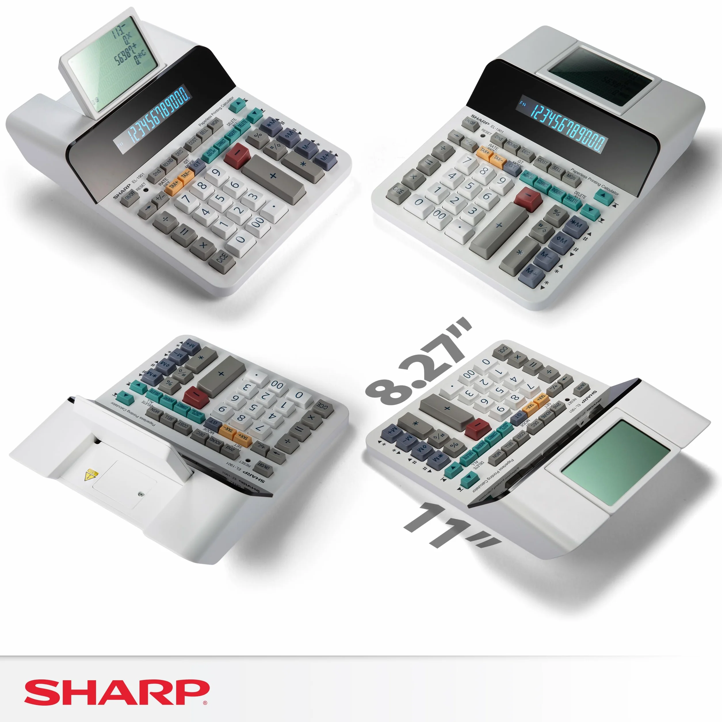 Sharp EL-1901 kalkulator biurkowy 5-wierszowy LCD biały