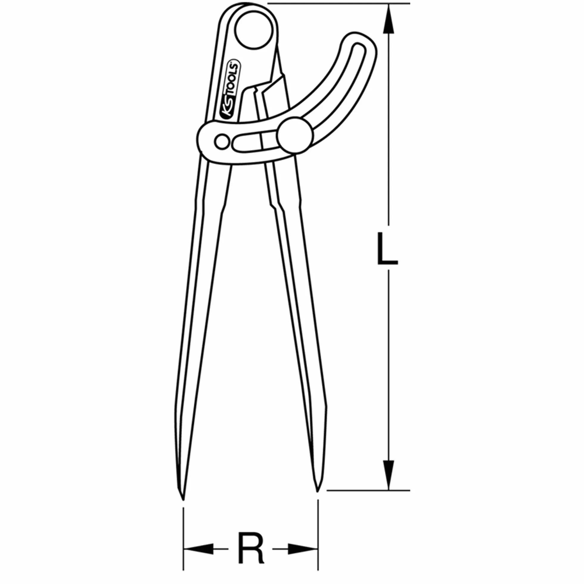 KS Tools 300.0416 Cyrkiel prosty z lukiem nastawczym,300mm