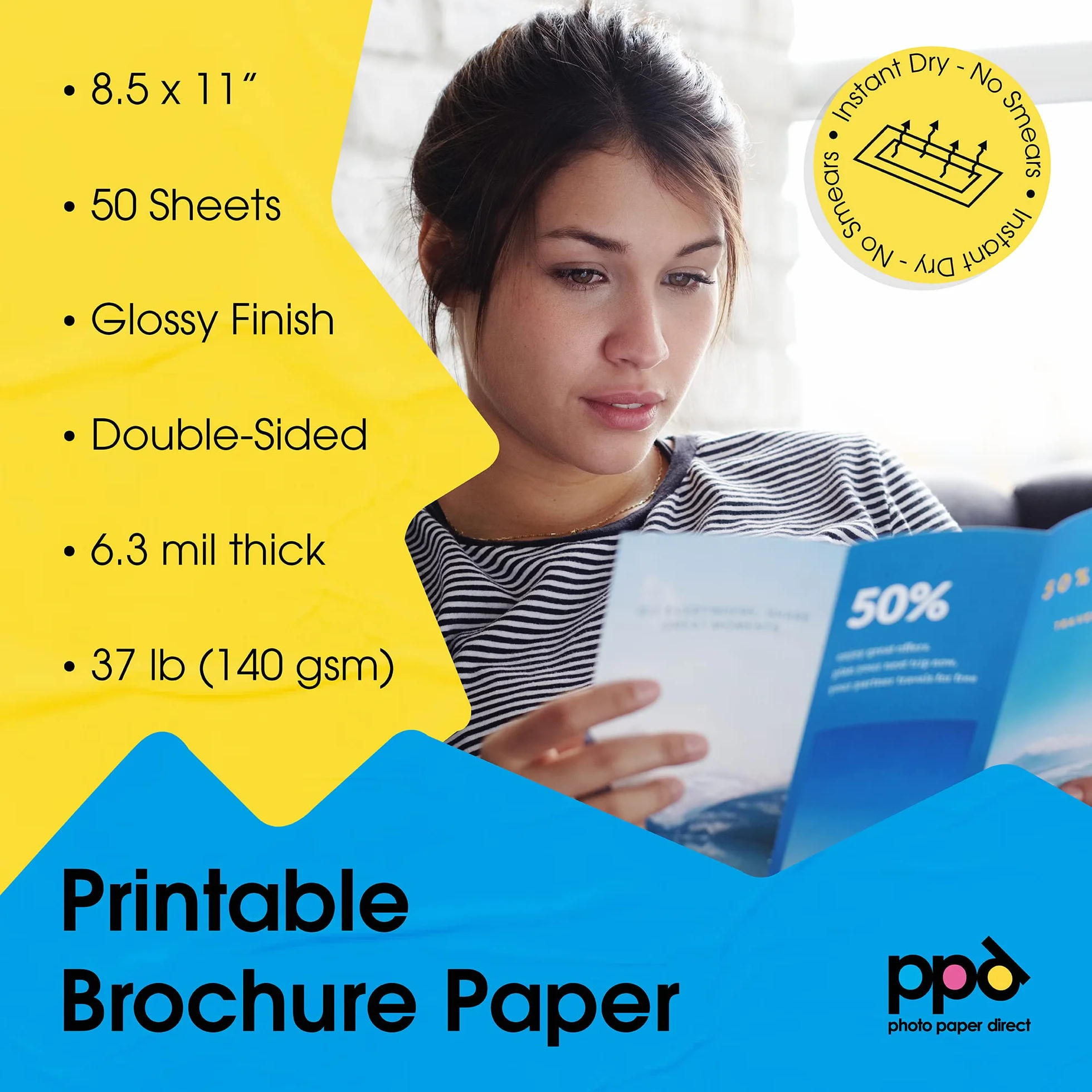 PPD A4 50 Arkuszy 140g Dwustronny Błyszczący Papier Fotograficzny do Drukarek Atramentowych - PPD-72-50