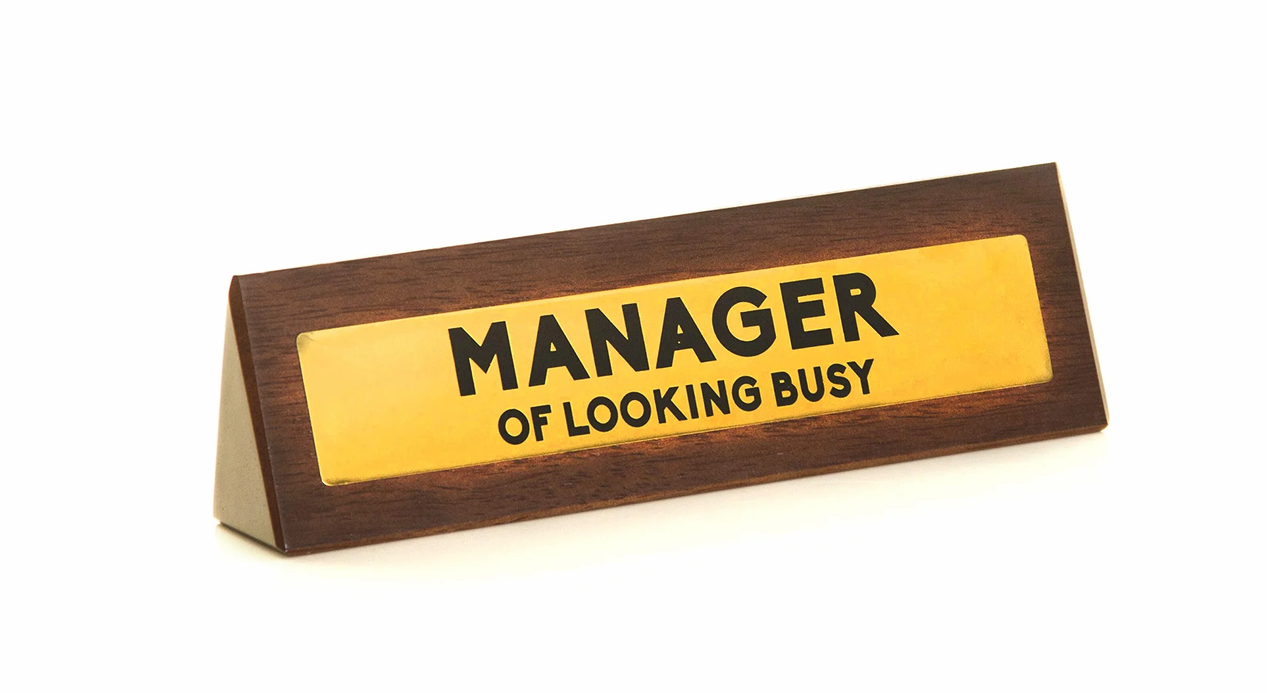 Boxer Gifts drewniany znak ostrzegawczy na biurko Manager of Looking Busy 4,5 cm x 17,5 cm brązowy