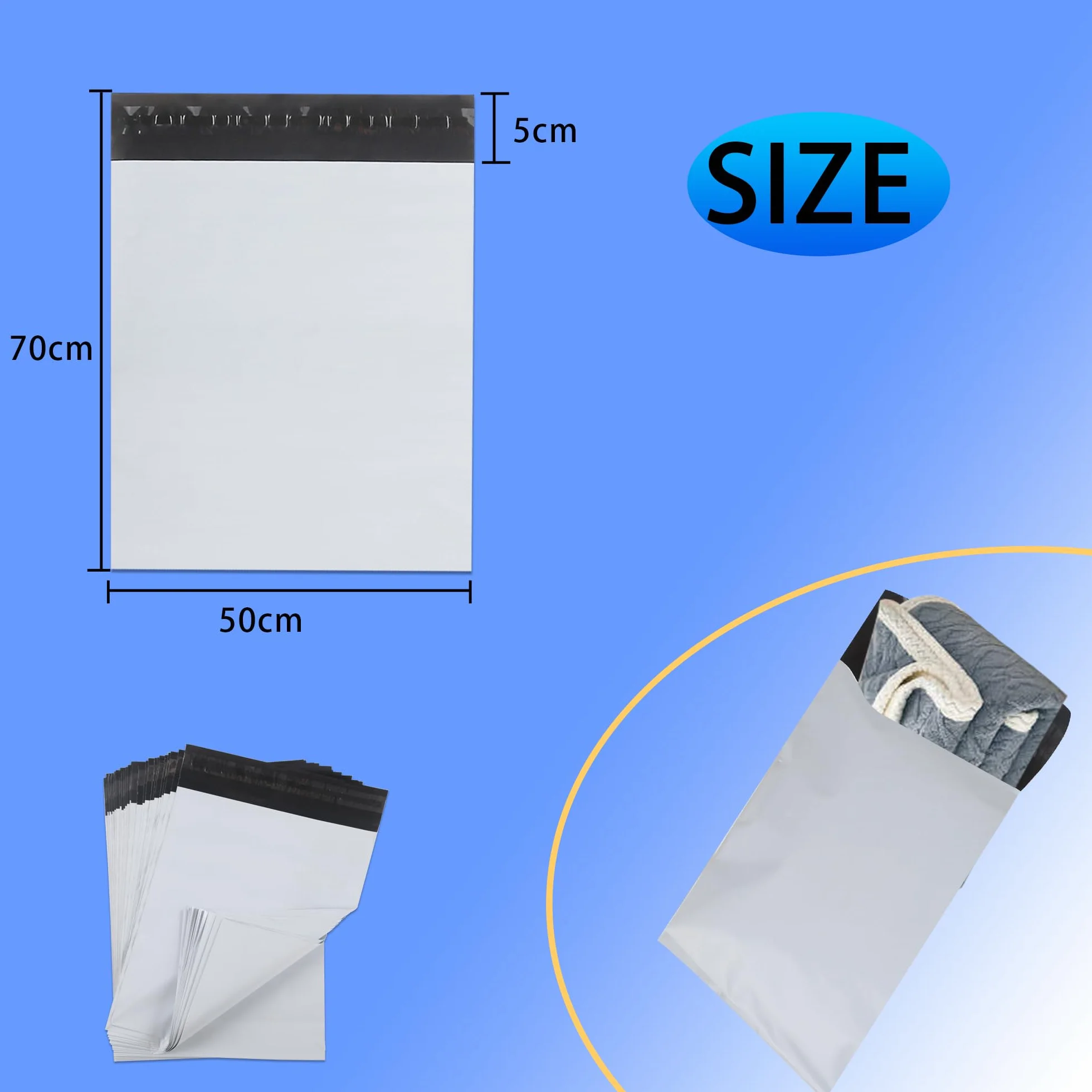 Torby wysyłkowe Vinted 500 x 700 mm 10 sztuk matowe odporne na rozdarcie
