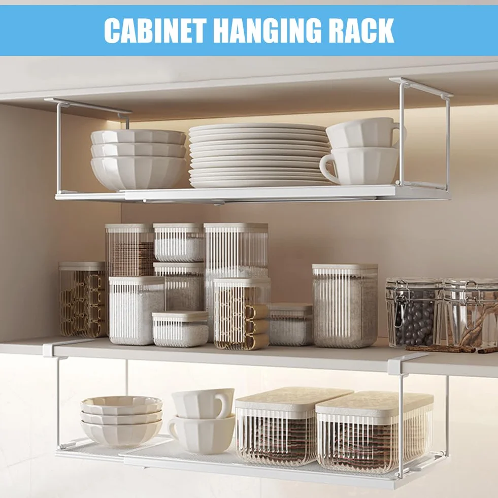 Kosz wiszący metalowy wysuwany 38-70 cm organizer do szafek kuchennych biały