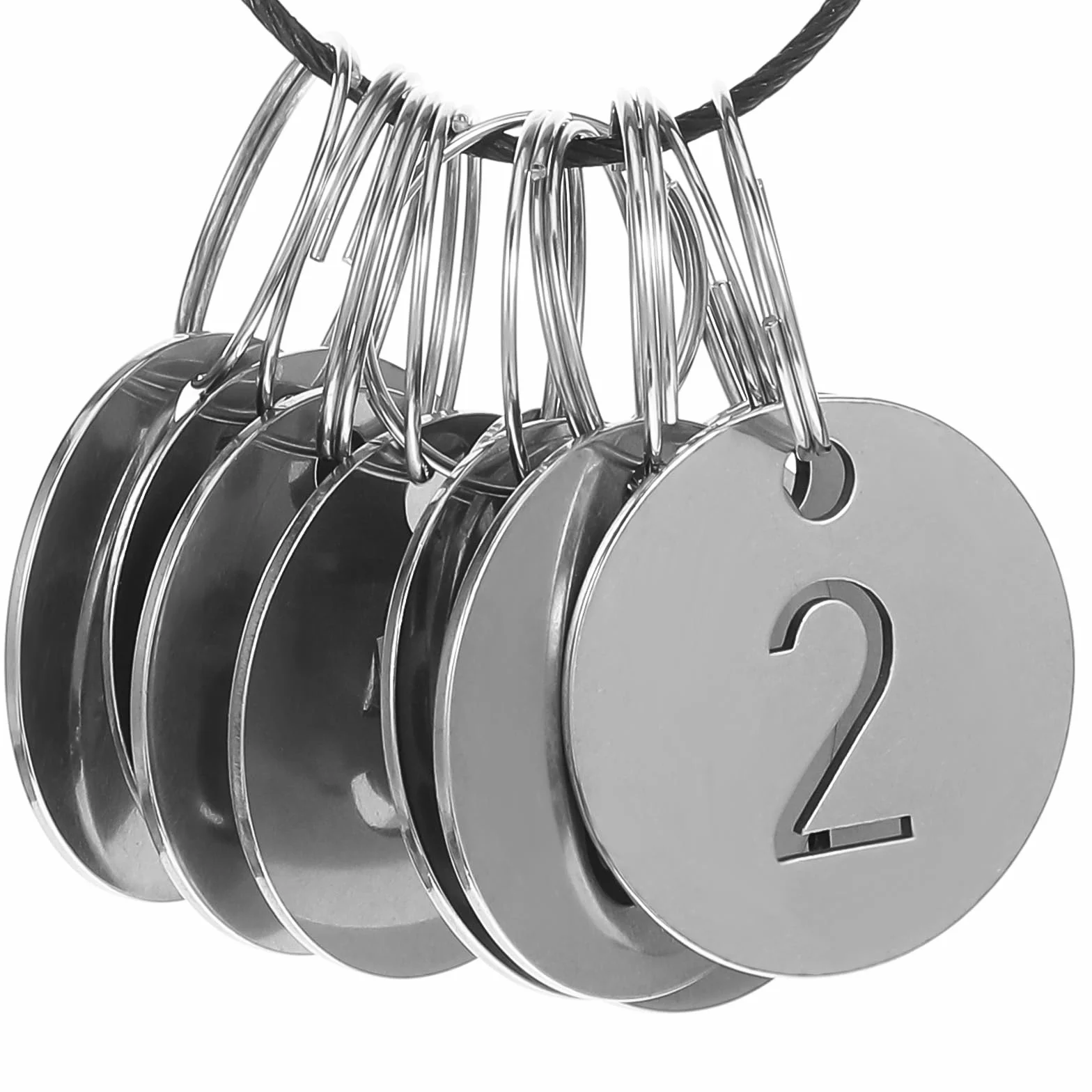 30 sztuk metalowych breloczków do kluczy, 1-30 numerowanych okrągłych zawieszek ze stali nierdzewnej z pierścieniem, do szafek, hoteli, szkół i bagażu (średnica 24 mm)