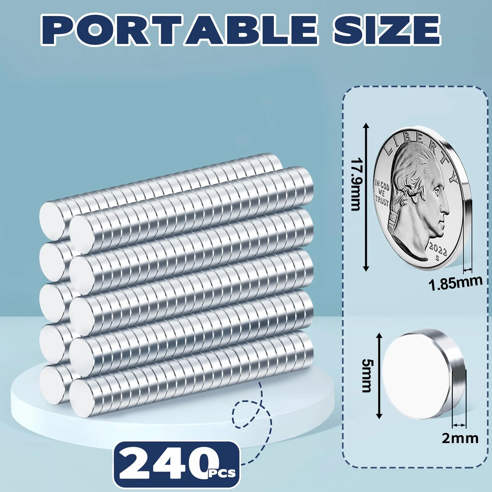 Mały magnes neodymowy 5 mm x 2 mm okrągły 240 szt.