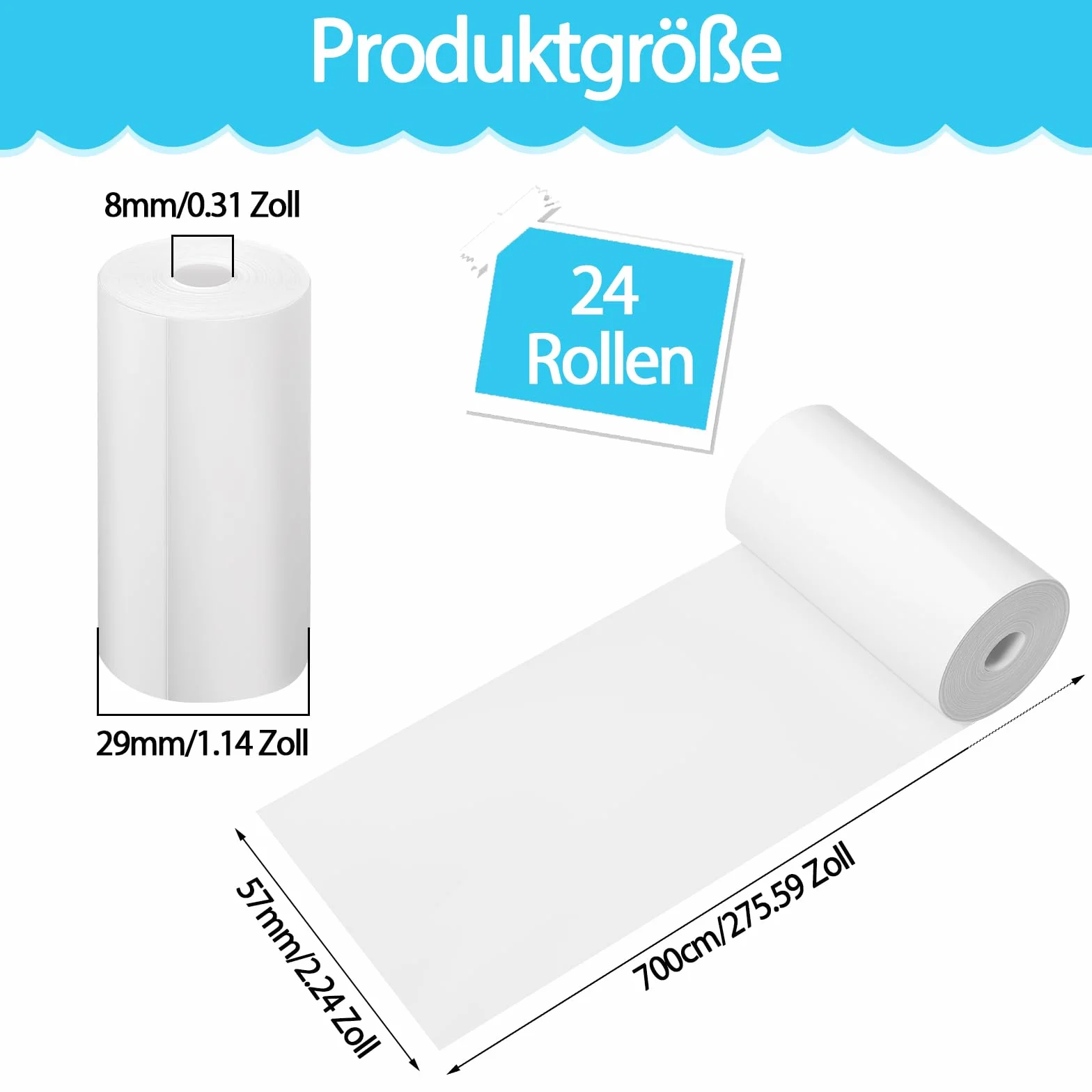 Papier termiczny 57 x 30 mm 24 rolki 75 g/m² do aparatu fotograficznego