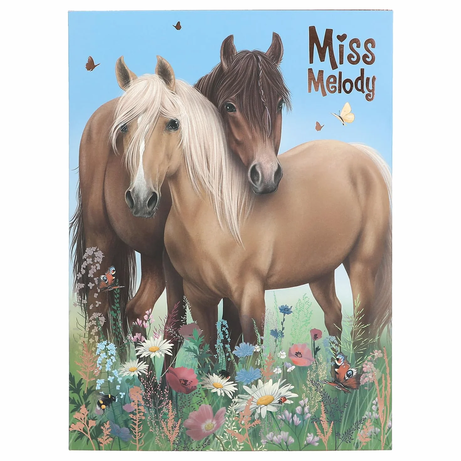 Depesche 12933 Miss Melody - Zestaw artykułów piśmiennych w teczce, z motywem konia i kwiatów, w tym papier listowy, koperty i naklejki