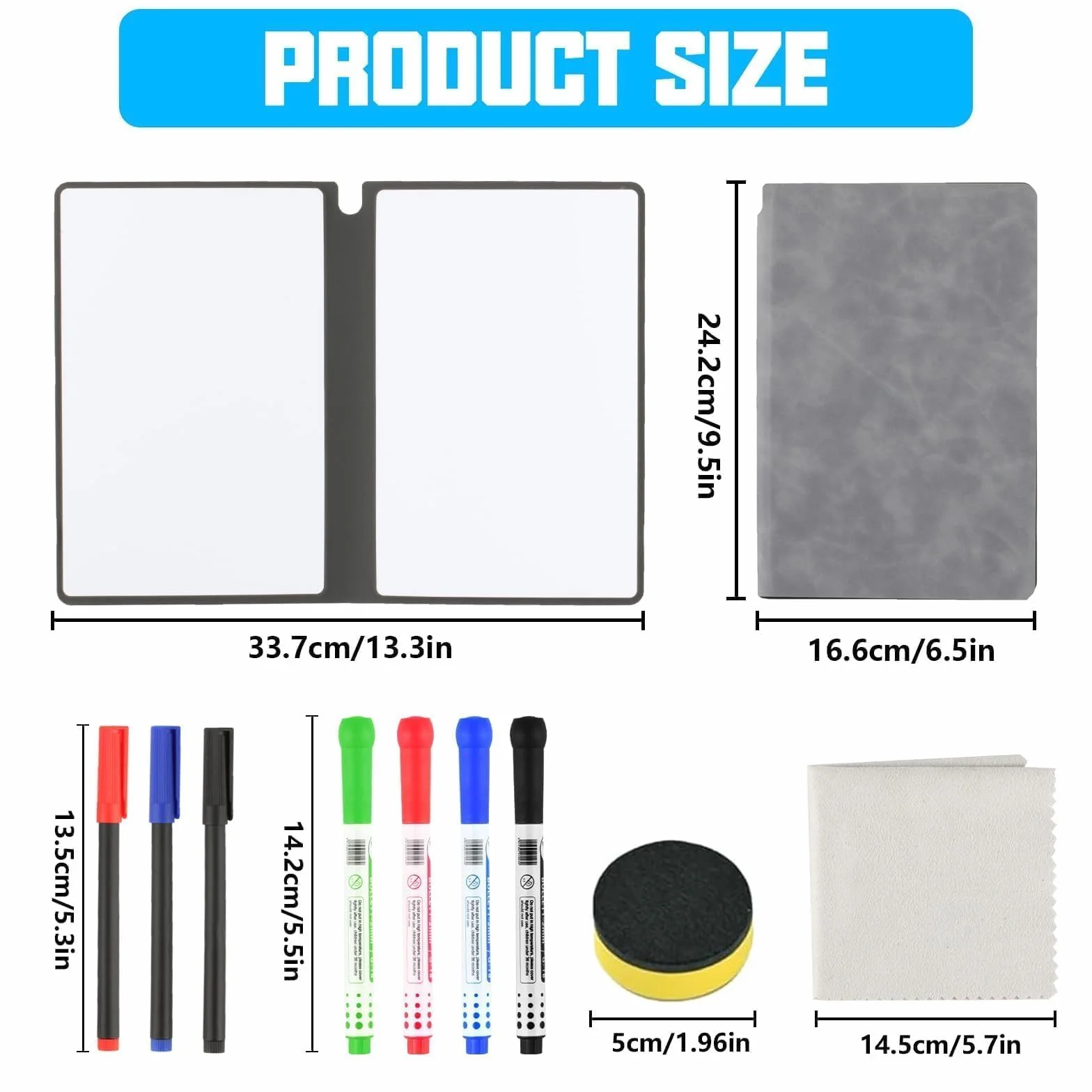 Mini Whiteboard A5, A5 Whiteboard Notatnik Notatnik, Małe Przenośne Zmywalne Tablica Biała dla Biura Szkoły Domu Biurko Listy, z Piskami i Gumką do Lamania
