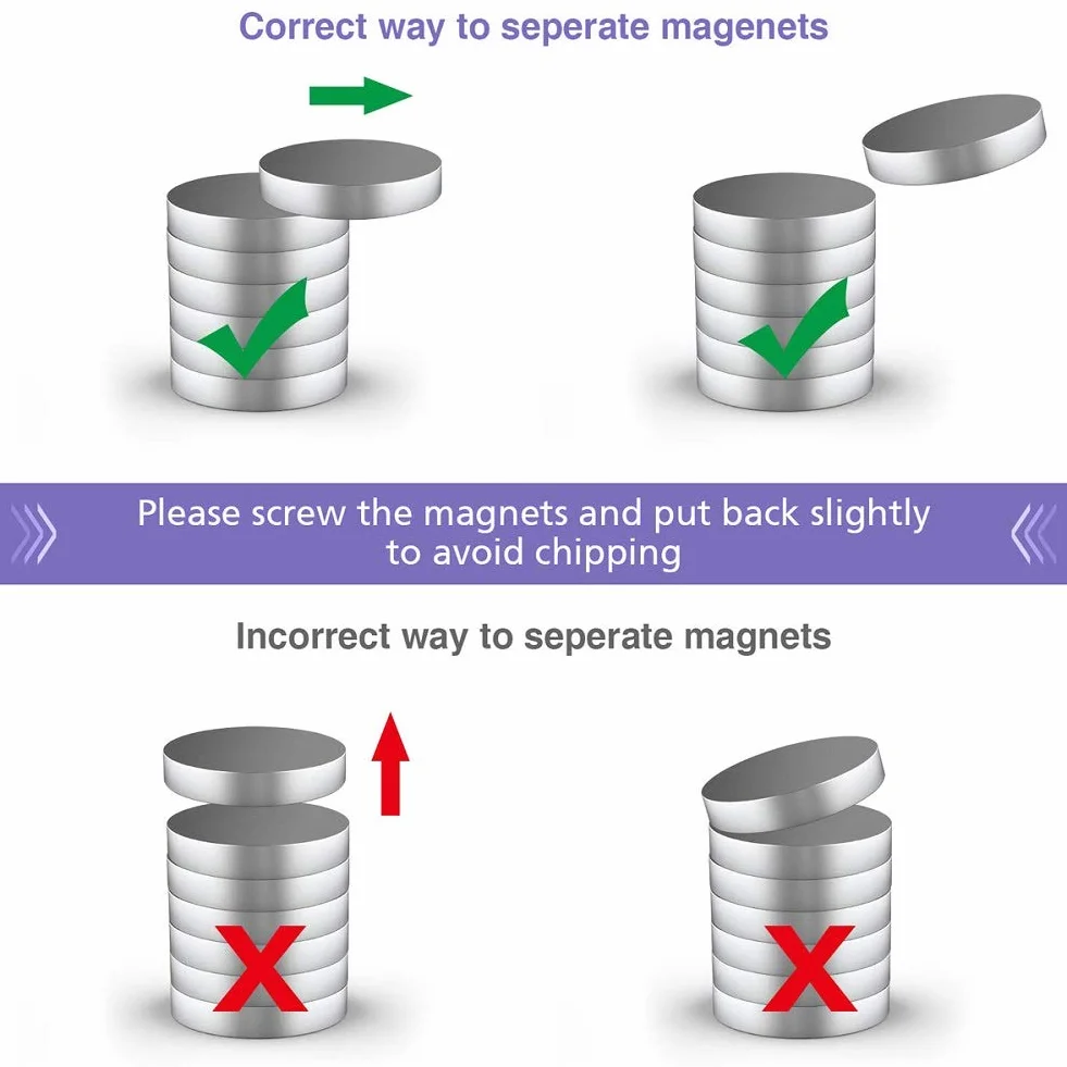 BTLIN Magnesy Neodymowe Mini, Małe Mocne Okrągłe Magnesy do Lodówki, Tablicy Magnetycznej, Biura, DIY 6x2 mm 100sztuk