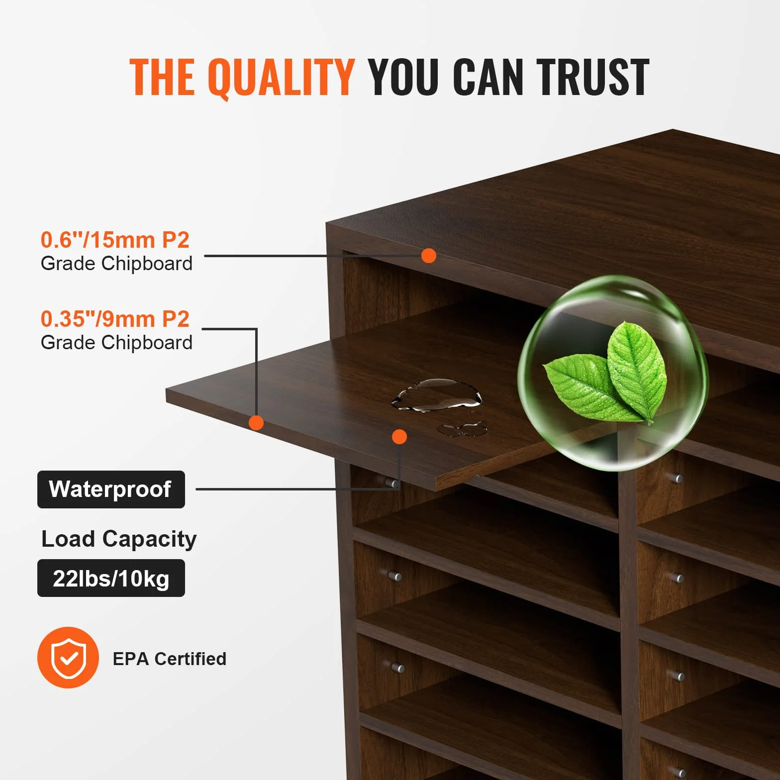 VEVOR Drewniany organizer na biurko 52 x 30,5 x 41 cm 12-komorowy sorter na dokumenty kosz pocztowy płyta wiórowa wyjmowana półka na dokumenty do przechowywania plików czasopism szkolnych brązowy