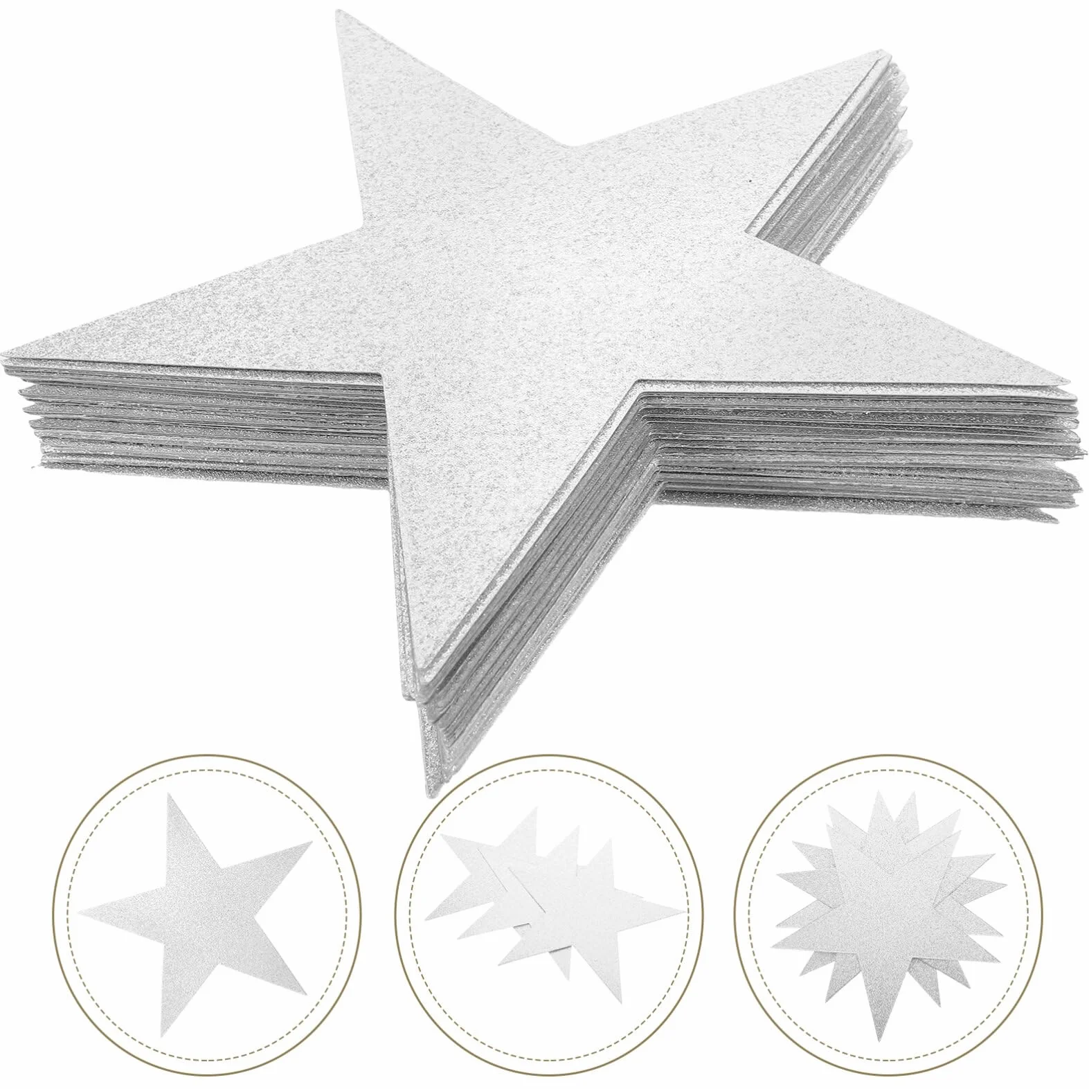 NUOBESTY 50 arkuszy dekoracyjnego papieru w kształcie gwiazd srebrne wycięcia