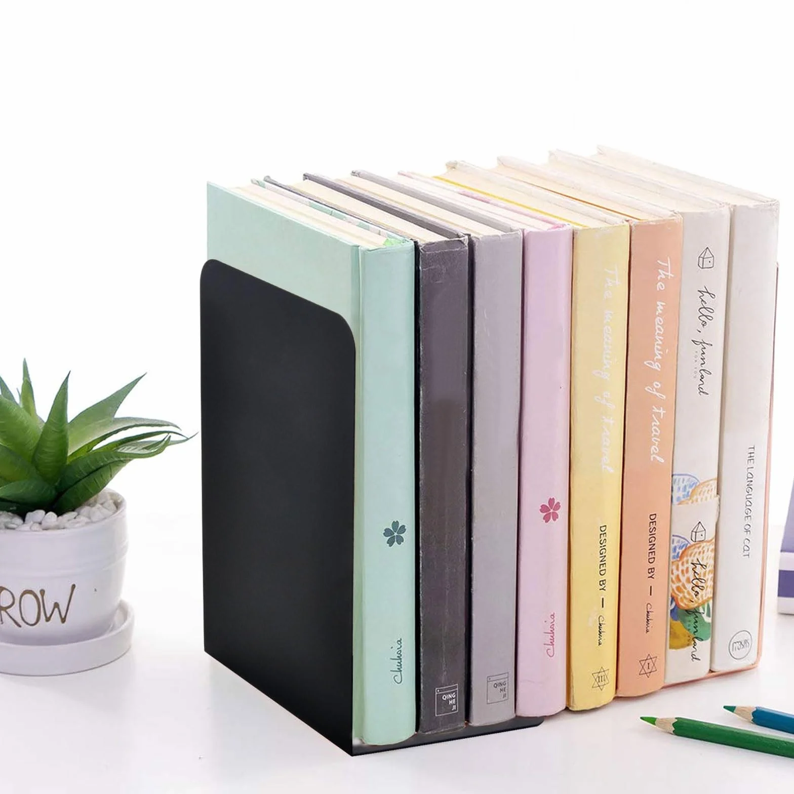 TNSLAND Podpórka Na Książki Metalowa Zestaw 4 Szt. 14x10x20 cm Uchwyt Organizer