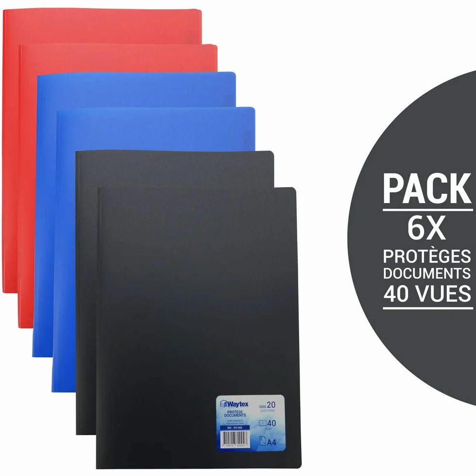 WAYTEX Zestaw 6 ochraniaczy na dokumenty A4 Polypro 40 widoków 20 kieszeni