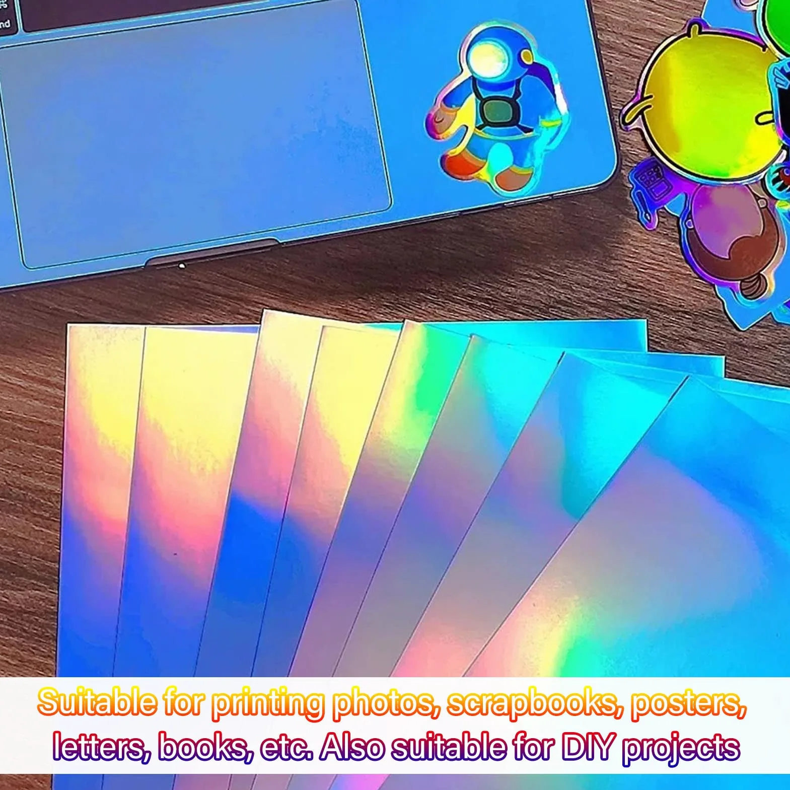Holograficzny Papier Samoprzylepny A4 22 Arkusze Wodoodporny Szybkoschnący do Druku Atramentowego