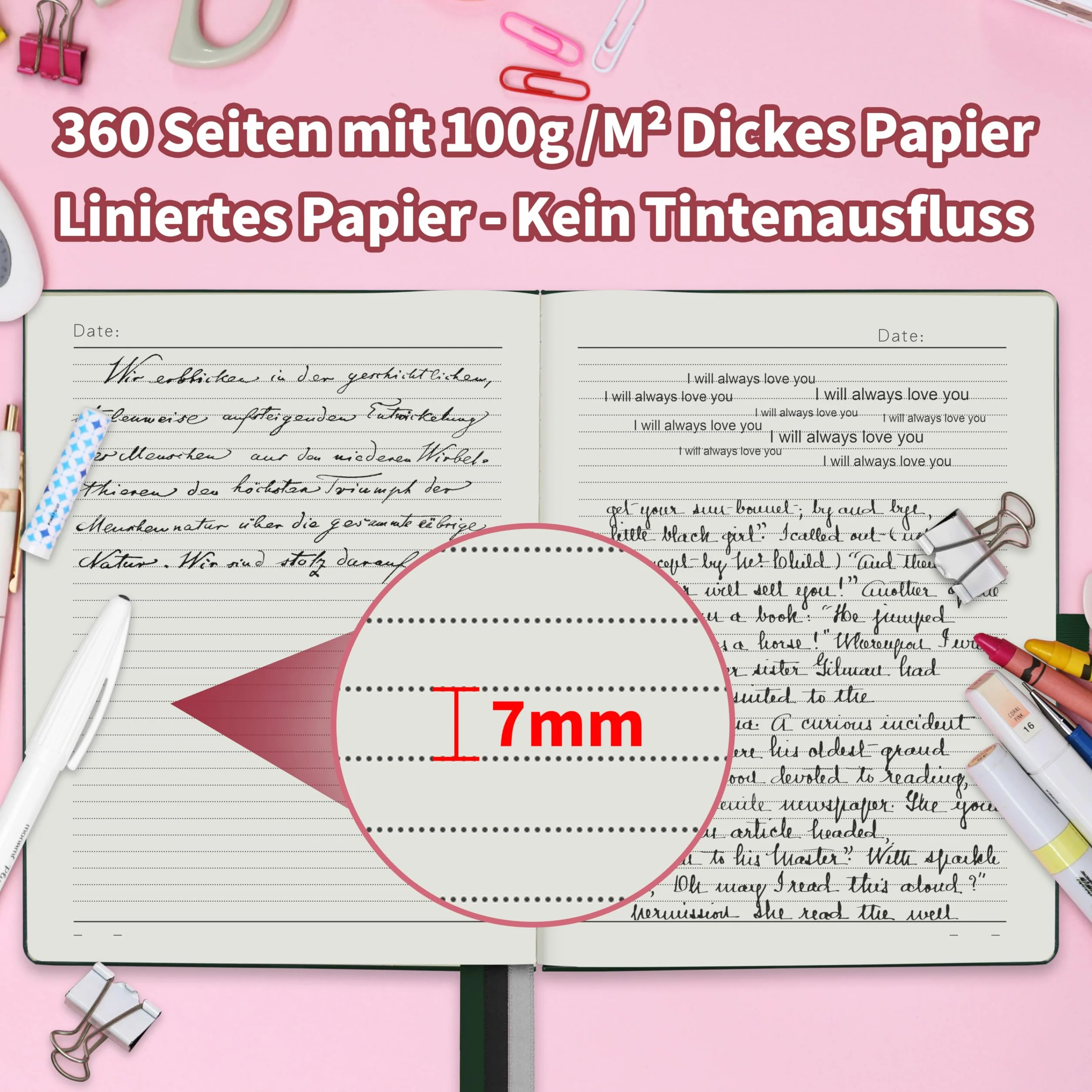Notatnik A5 w Linie Bullet Journal 360 stron 100 g/m² 14,5 x 21 cm Zielony