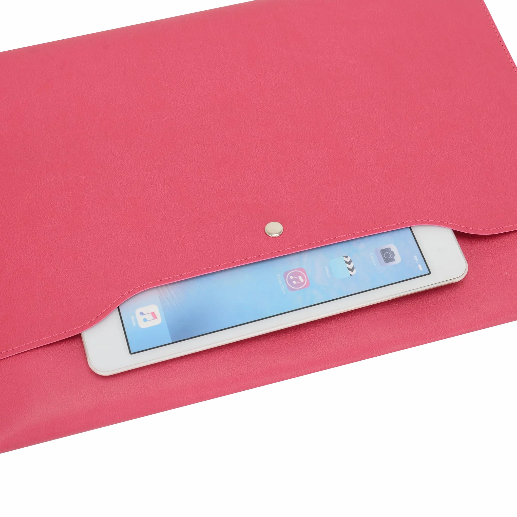 Wonderpool Kopertowe etui A4 ze skóry PU, teczka kieszonkowa, teczka na dokumenty, torba ze zdejmowanym paskiem na rękę i 4 kieszeniami na dokumenty, tablet, telefon, artykuły pa, śliwkowa