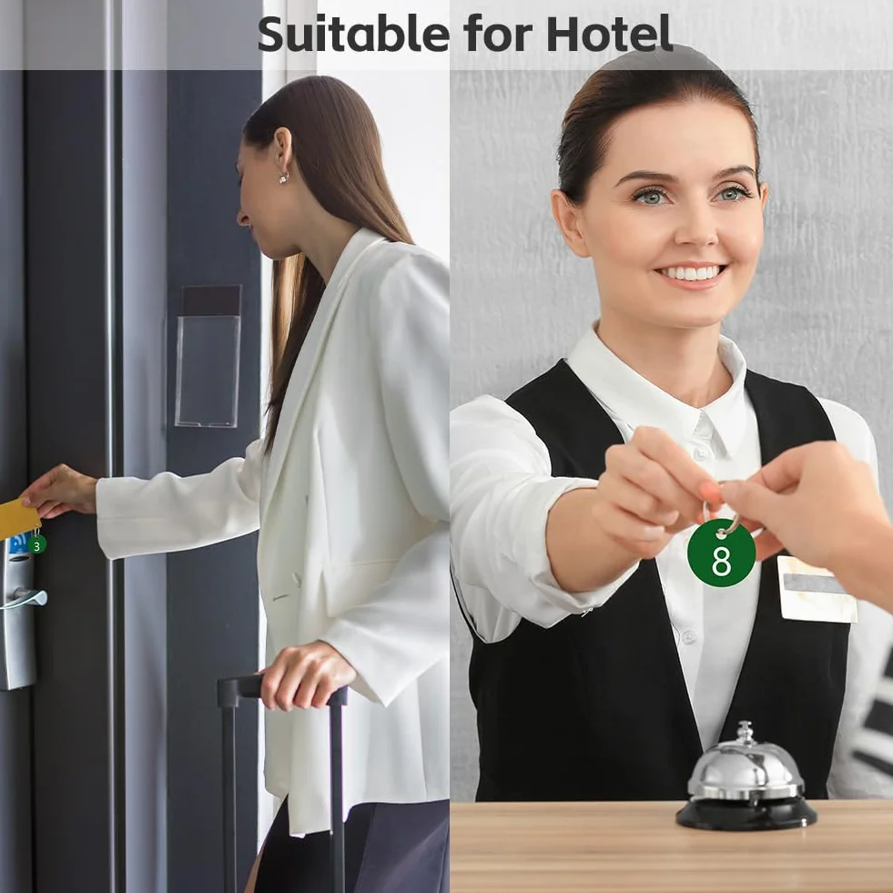 Flintronic Plastikowe cyfry z brelokami, grawerowane, numerowane przywieszki z tworzywa sztucznego, do biura, hotelu, skrzynki pocztowej, akademika, 50 szt., zielone