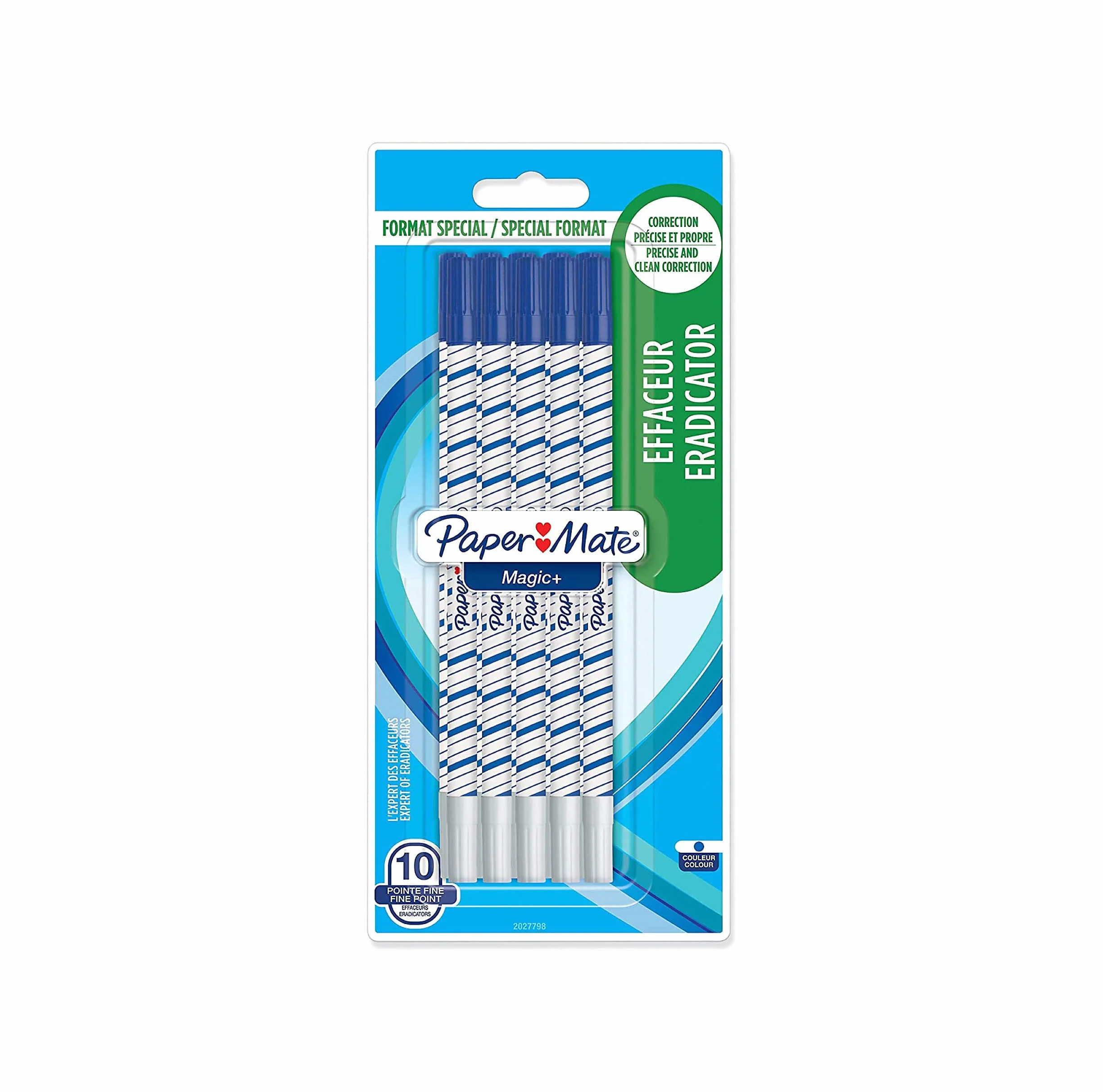 PAPER MATE Magic+ wkład atramentowy, cienka końcówka do pisania, niebieska, opakowanie 8 + 2 szt