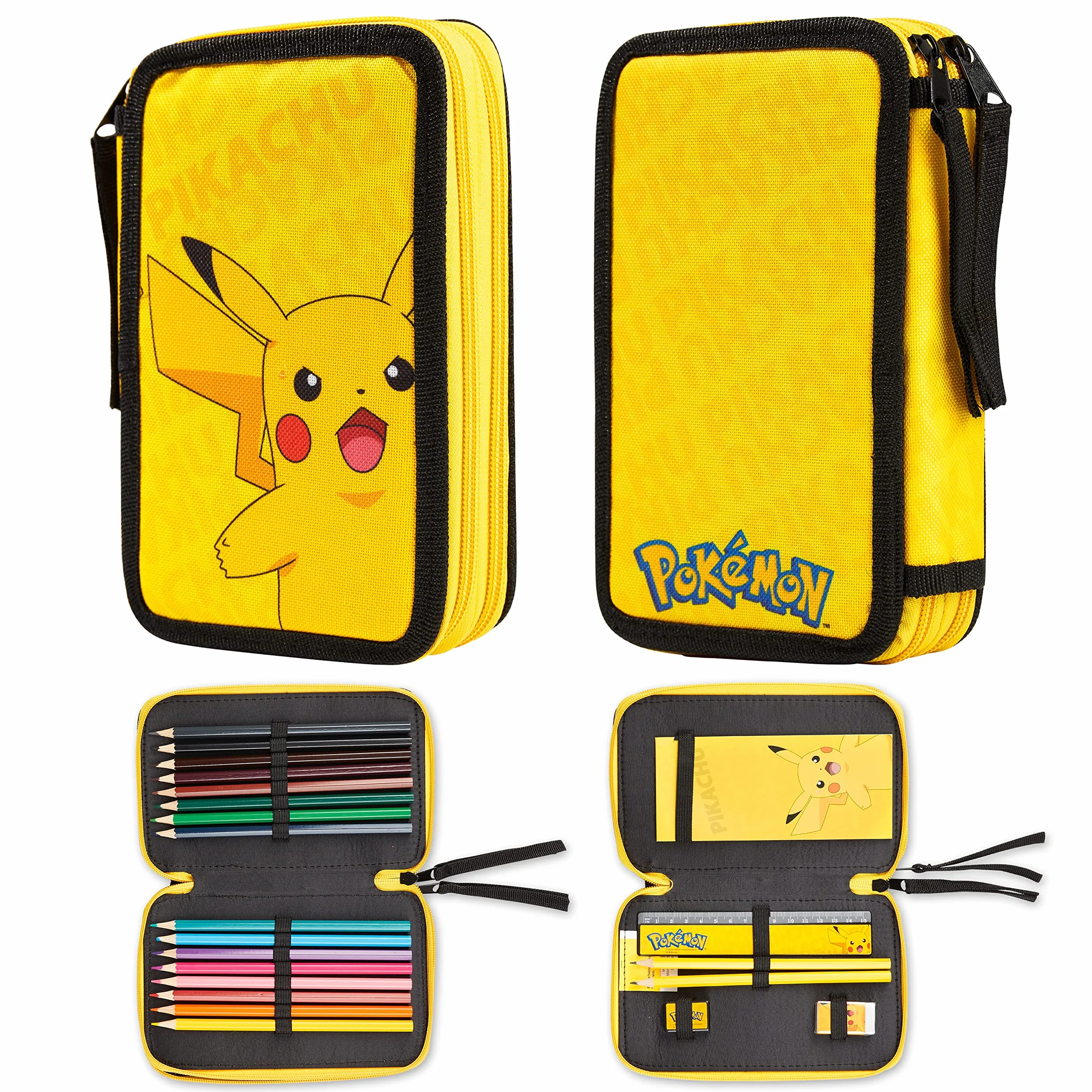 Piórnik szkolny Pokémon Pikachu 2 przegródki z przyborami