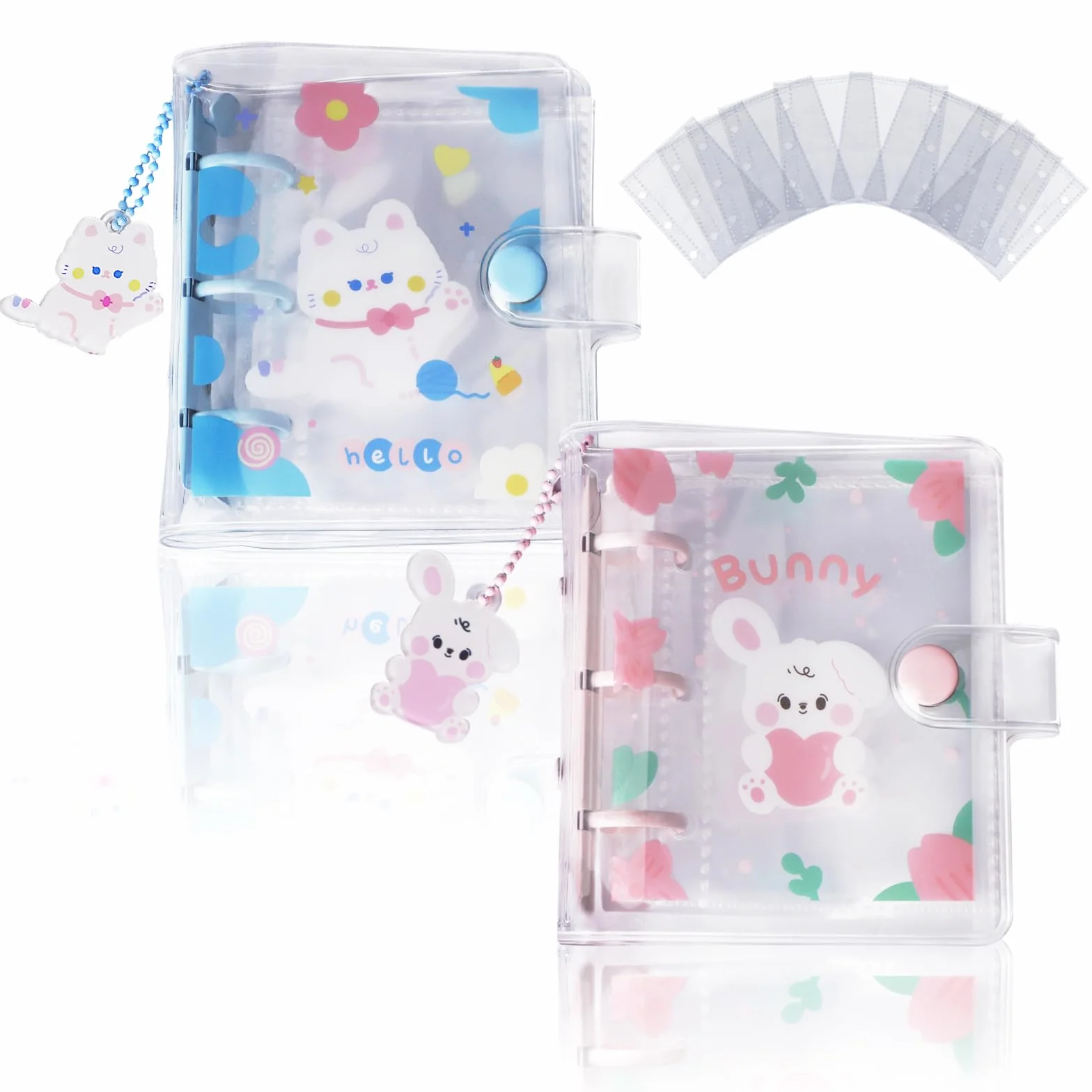 Kpop Photocard Binder album fotograficzny 10 rękawami 3 cale mini z brelokiem do kluczy