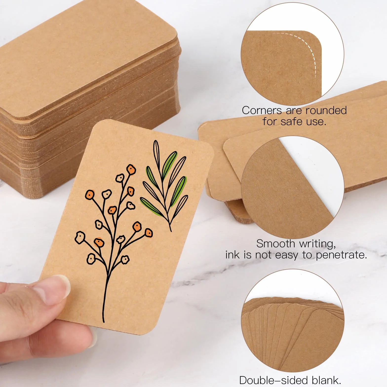 200 sztuk pustych kartek papierowych, papier do wizytówek 200 g/m², karty do gry, puste fiszki do samodzielnego ozdobienia, kartki z papieru kraft, kartki z życzeniami, kartki z słowami, etykiety DIY