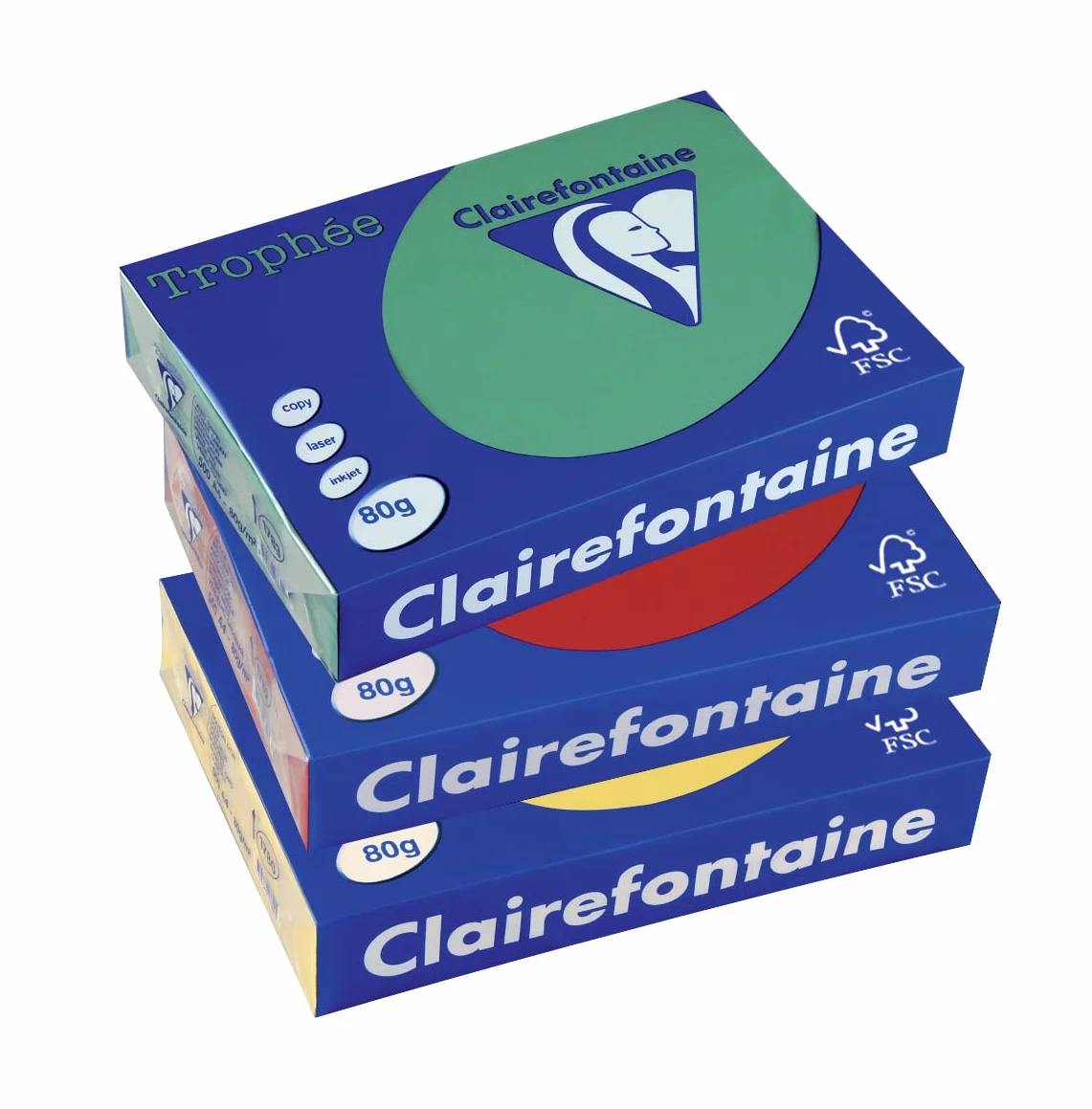 Clairefontaine 1242C – Ries papier do drukarki/kserokopiarki Trophee, intensywne kolory, DIN A4, 120 g, 250 arkuszy, kość słoniowa, 1 ryza
