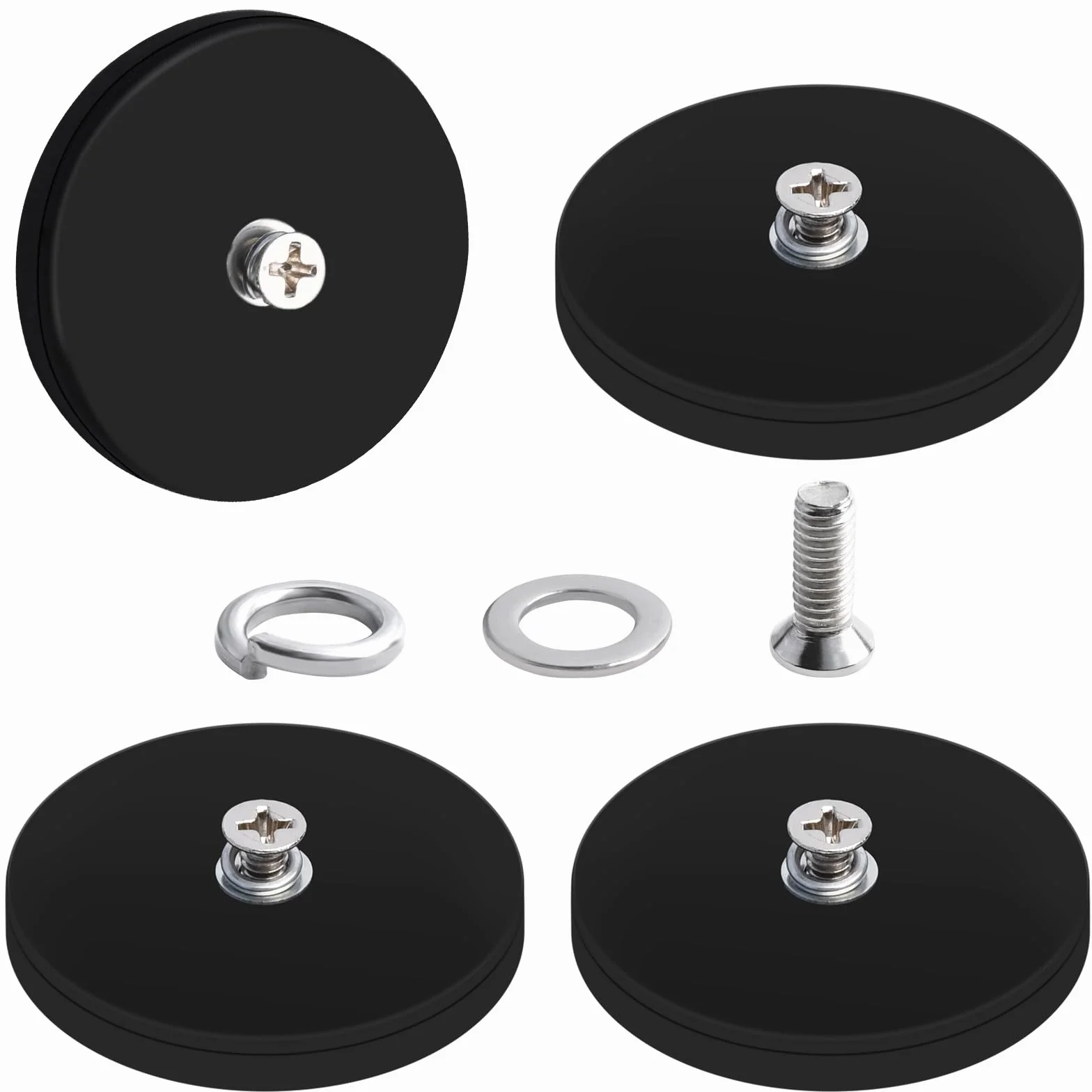 Magnesy gumowe bardzo silny magnes neodymowy z gwintem wewnętrznym 15kg 4 szt. 43m