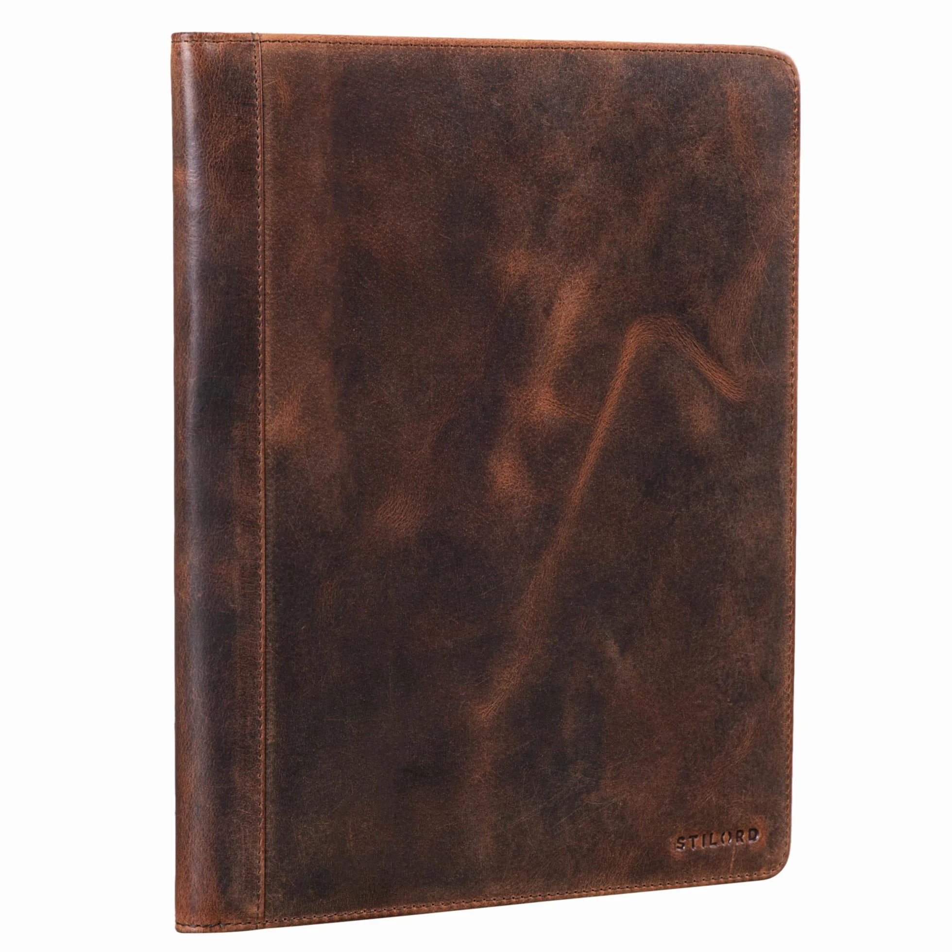 STILORD Malcolm Skórzane etui do pisania A4 Vintage Document Case Real Leather Sepia Brązowy