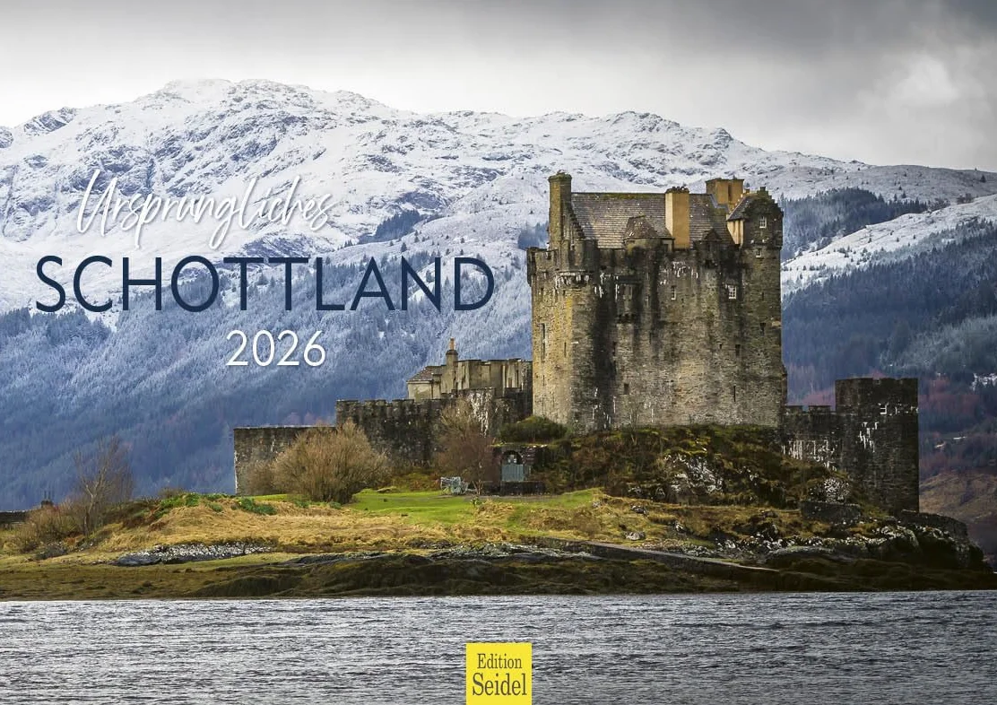 Edition Seidel Kalendarz Premium Oryginalna Szkocja 2026, Format DIN A4, Kalendarz Ścienny Europa Wielka Brytania Edynburg Wyspa Skye Highlands Morze Klify