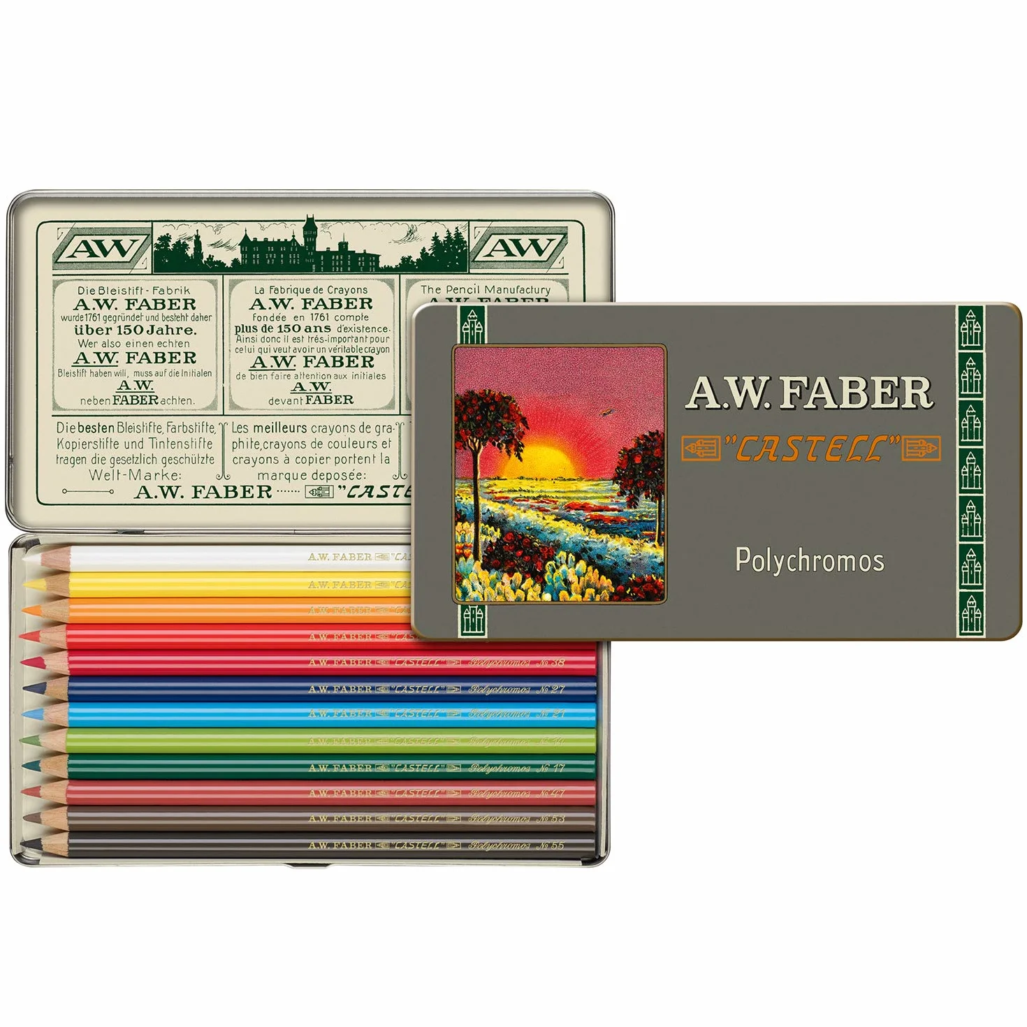 Faber Castell Limitowana edycja 111. rocznica puszka 12 ołówków artystycznych Polychromos