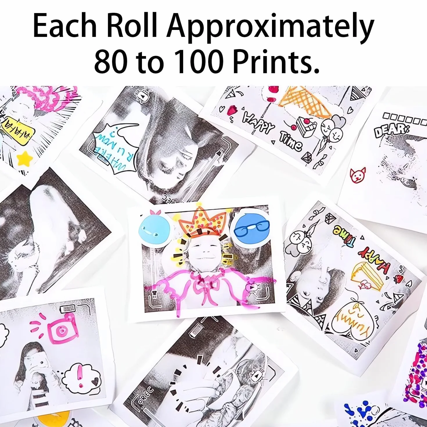 20 Pcs Kids Camera Paper(5.7X2.5cm(7m)) Print Paper Roll丨Thermal Printer Rolls, Suitable for Kids Camera Instant Print.