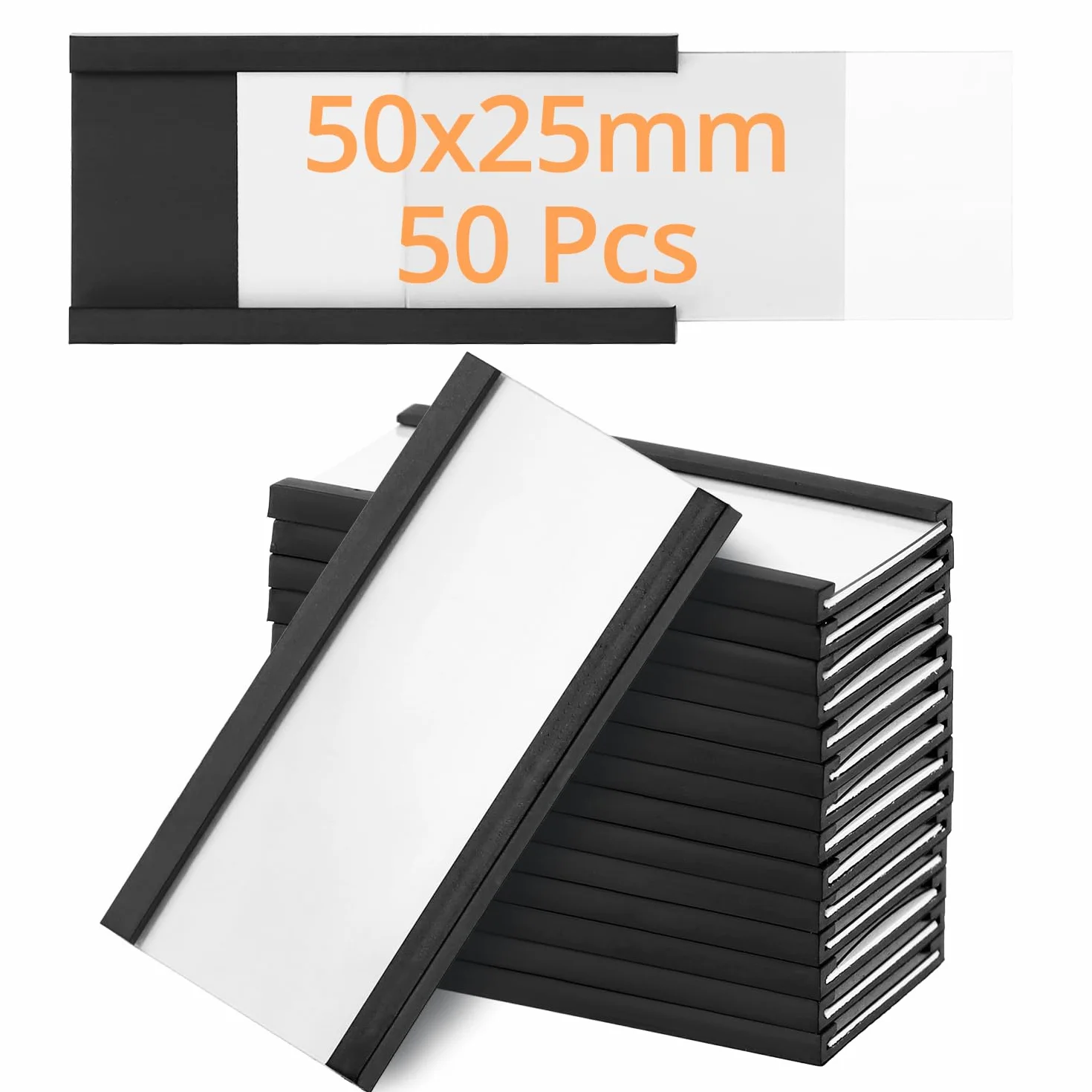 QWORK 50 sztuk magnetycznych uchwytów na etykiety 25 mm x 50 mm odporne na warunki atmosferyczne