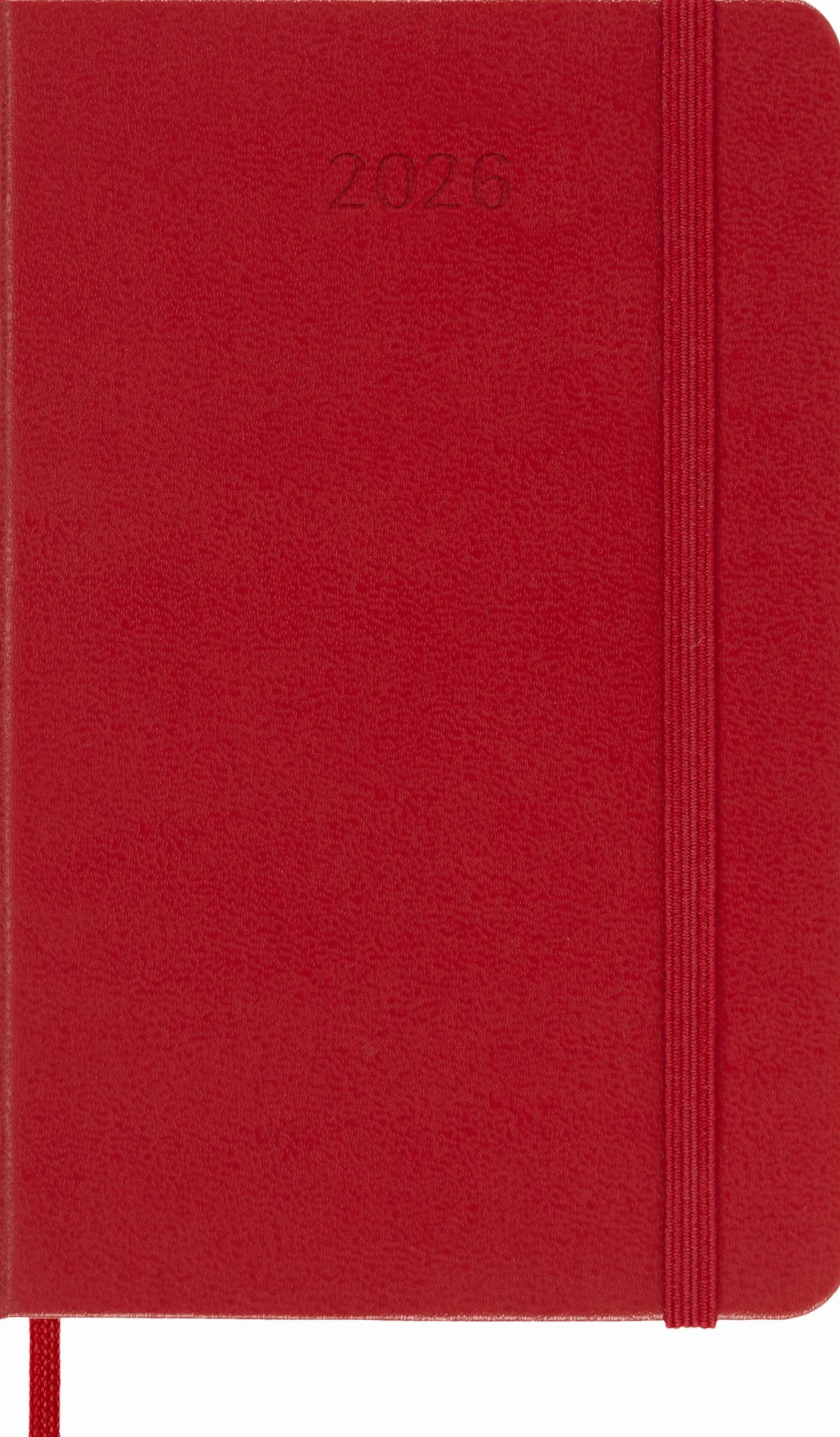 Moleskine 12 Monate Wochen Notizkalender 2026, Pocket/A6, 1 Wo = 1 Seite, rechts linierte Seite, Fester Einband, Scharlachrot