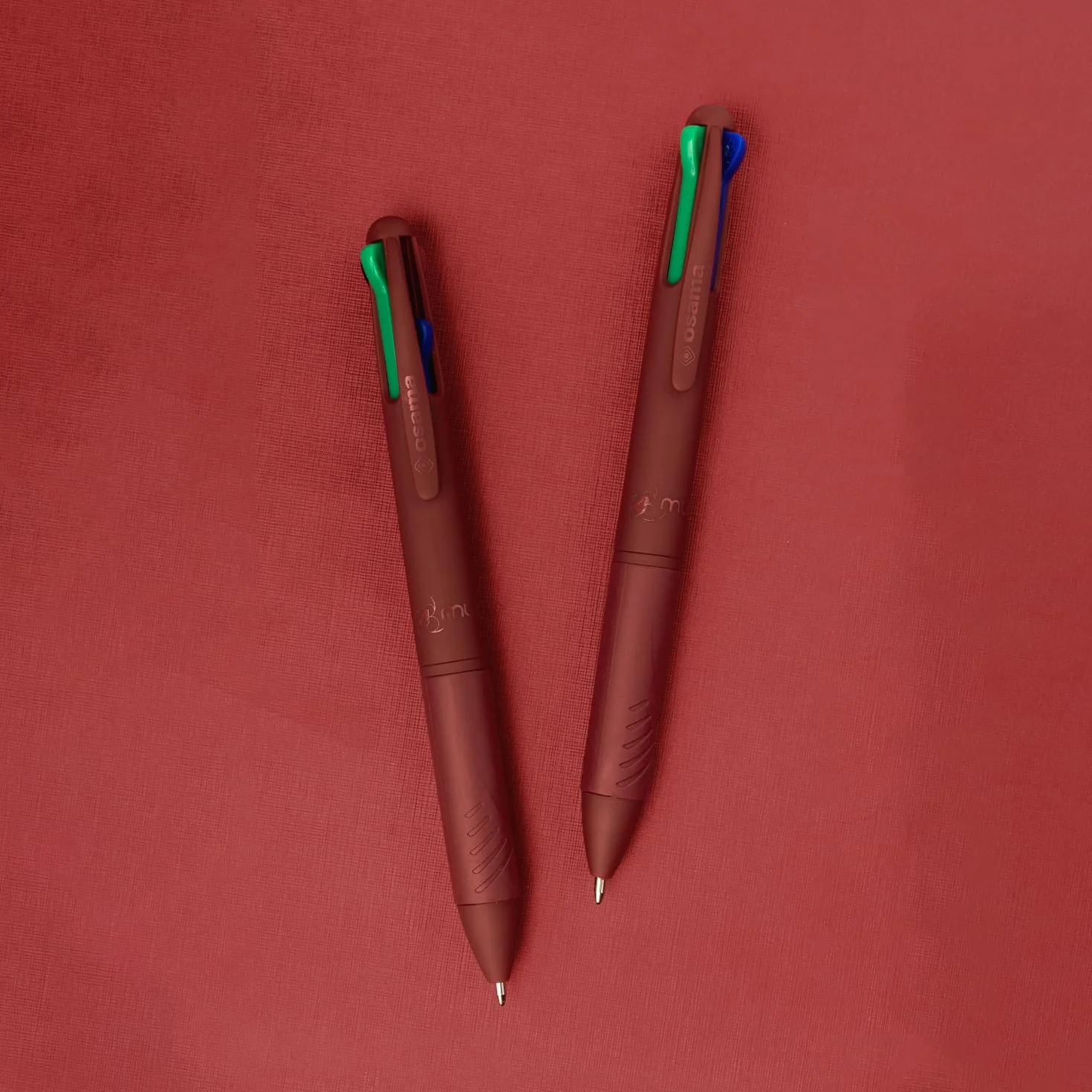 OSAMA 4 Multi Urban zestaw kolorowych długopisów 4 kolory, 2 sztuki – wielokolorowy długopis kulkowy 1,0 mm z atramentem czarnym, niebieskim, czerwonym i zielonym do szkoły, biura, uniwersytetu i