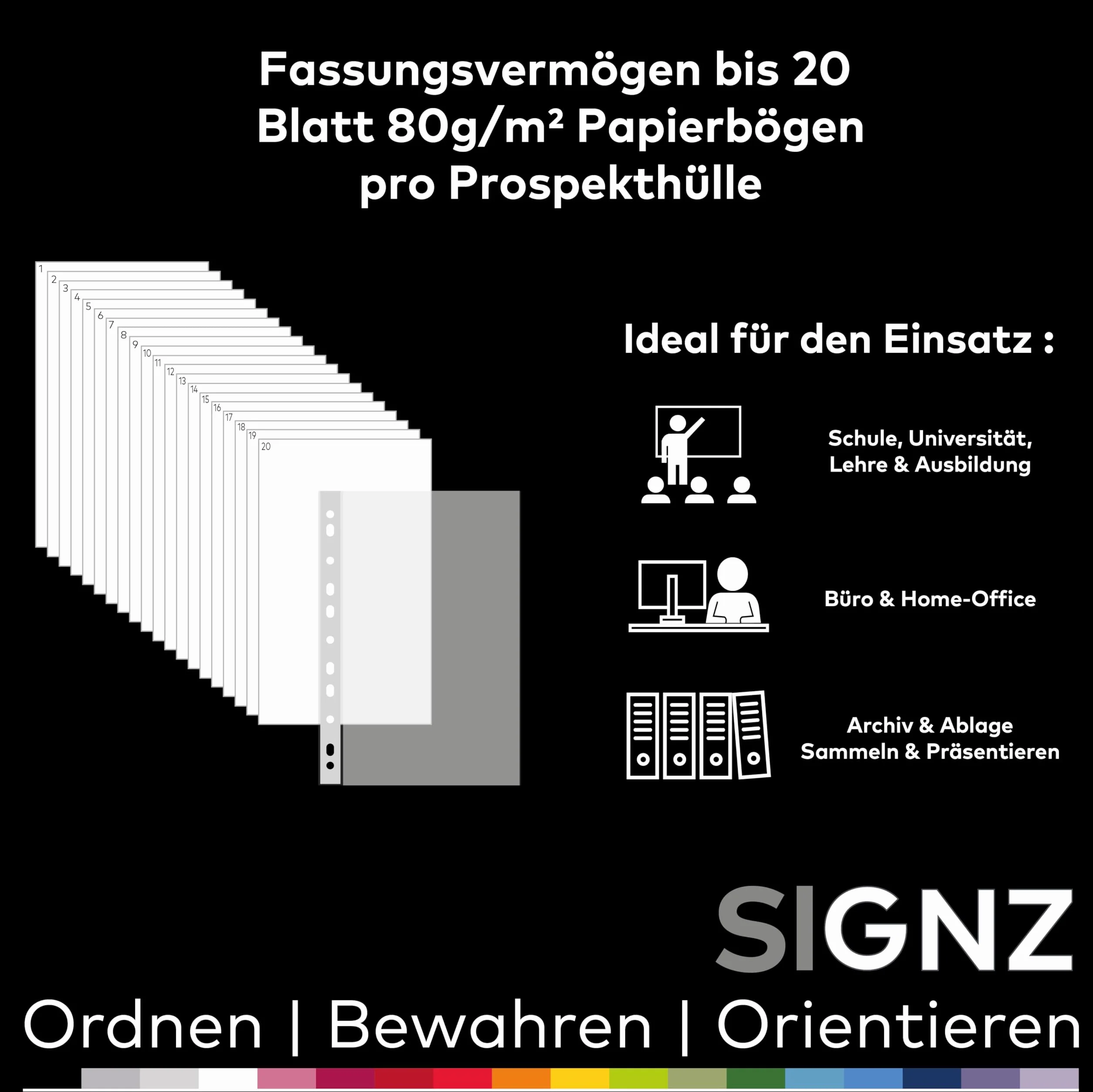 SIGNZ Portfele na dokumenty DIN A3 110 My 25 sztuk