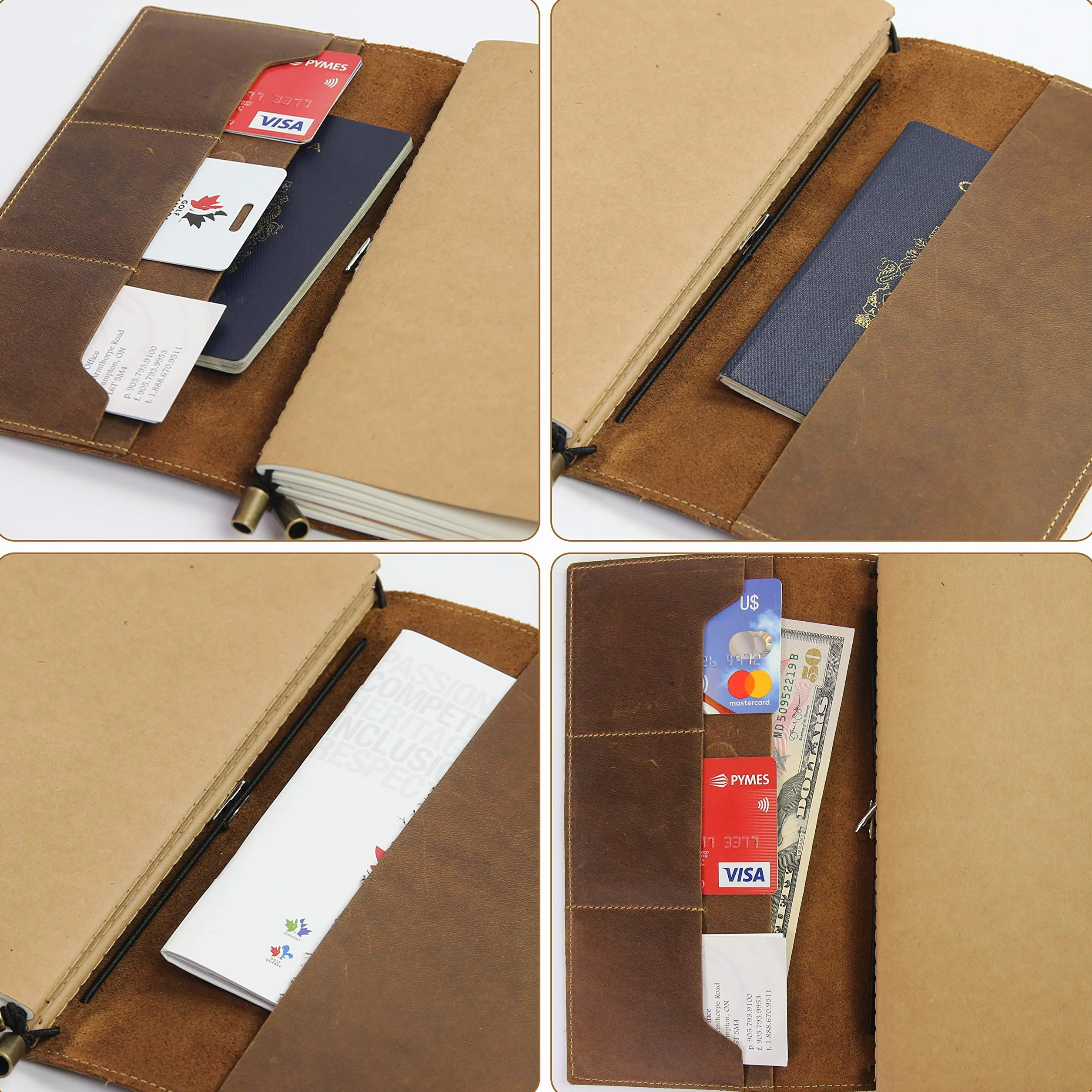 WANDERINGS Skórzany notatnik organizer 22 x 11,5 cm prawdziwa skóra