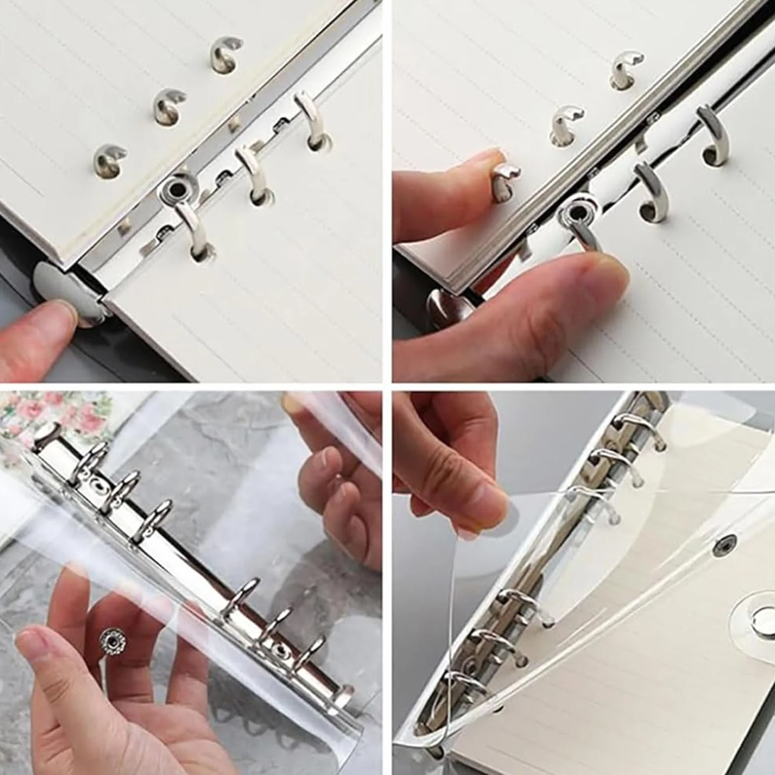 Segregator do notatnika A5 z miękkiego PVC, Przezroczysty miękki segregator pierścieniowy PVC z 6 otworami z zatrzaskiem wodoodporny segregator z luźnymi kartkami do pamiętnika biura domu