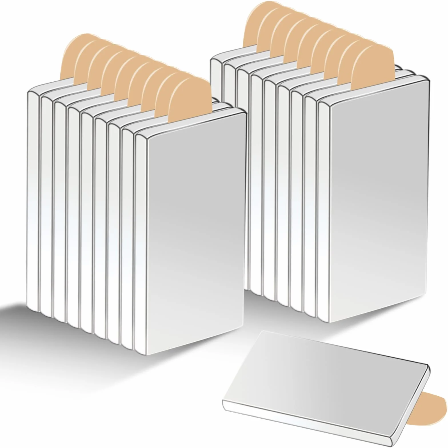 Samoprzylepne magnesy neodymowe 30×10×3 mm, 20 sztuk, silne magnesy do lodówki