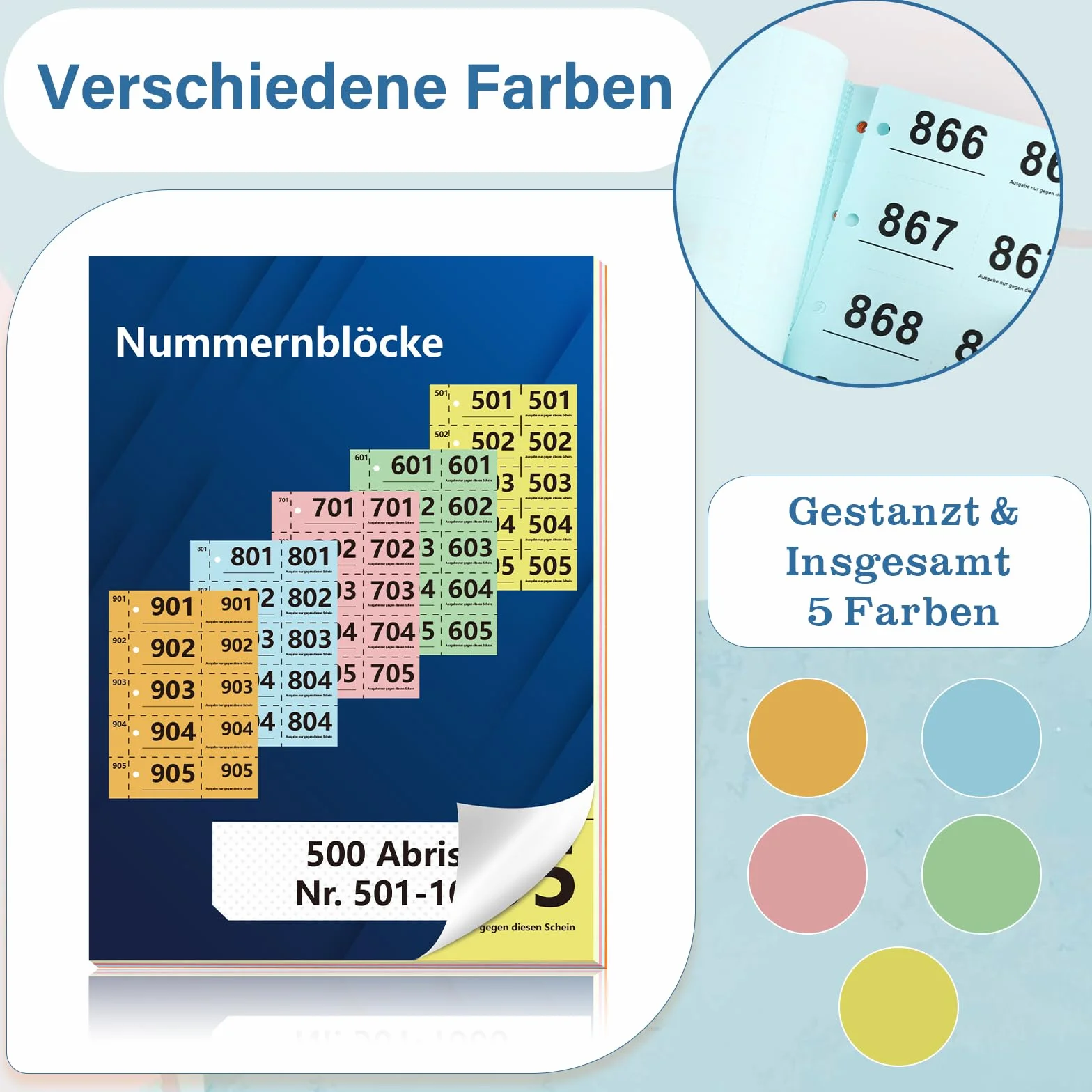 Blok z podwójnymi numerami 501-1000 cyfr 14,8 x 10,5 cm blok numeryczny A6 znaczki garderoby podwójne numery z otworami bloki numeryczne Tombola Loteria numerowane podwójne numery czerwony