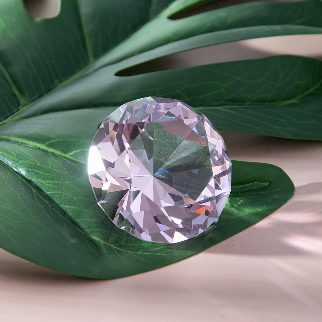LONGWIN Kryształowy Diament Przycisk do Papieru 60 mm Różowy Dekoracja Domu