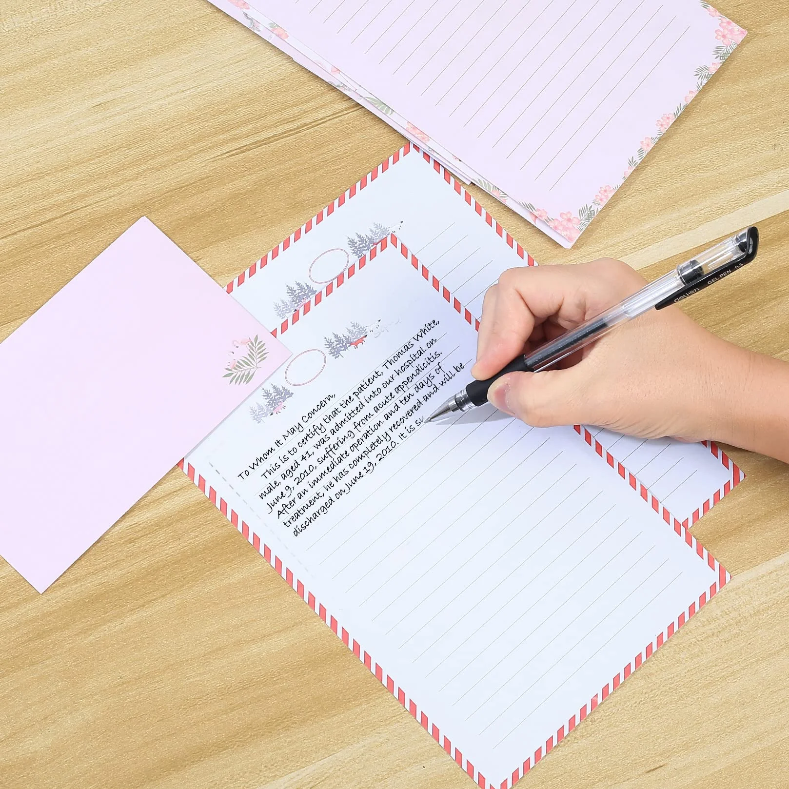 Zestaw papieru do pisania i kopert, zestawy do pisania listów w linie, 36 szt. papieru w formacie A5 i 18 szt. kopert do biura, domu, szkoły