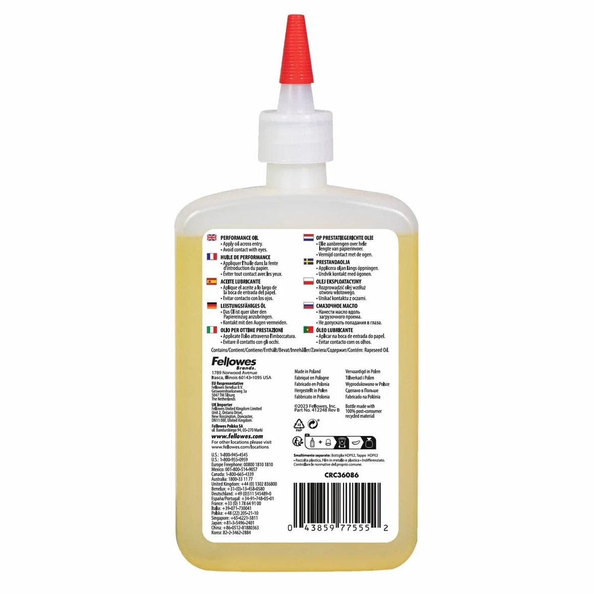 Fellowes Olej do niszczarek papieru 355 ml - smar do niszczarki