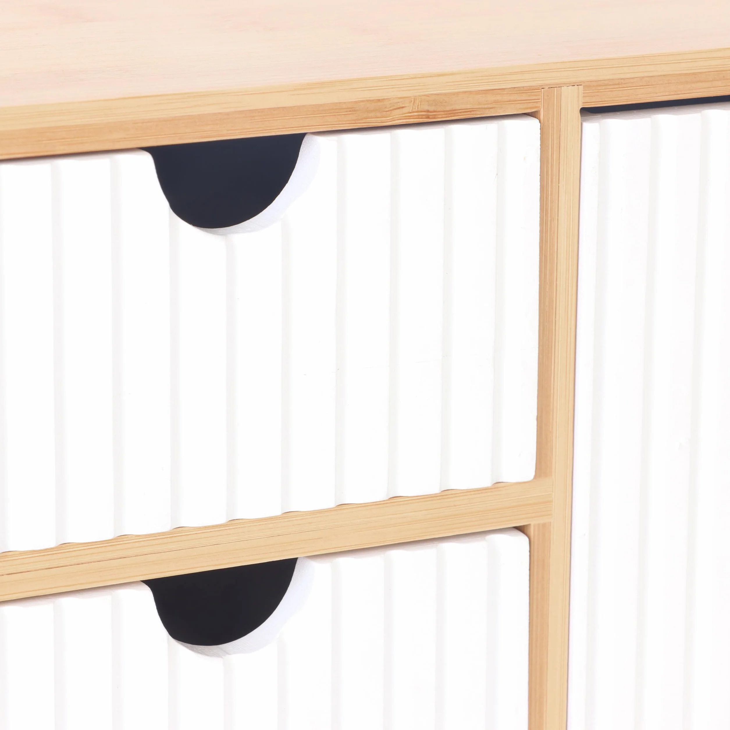Relaxdays Pudełko z szufladami bambus MDF 3 szuflady organizer na biurko biały naturalny