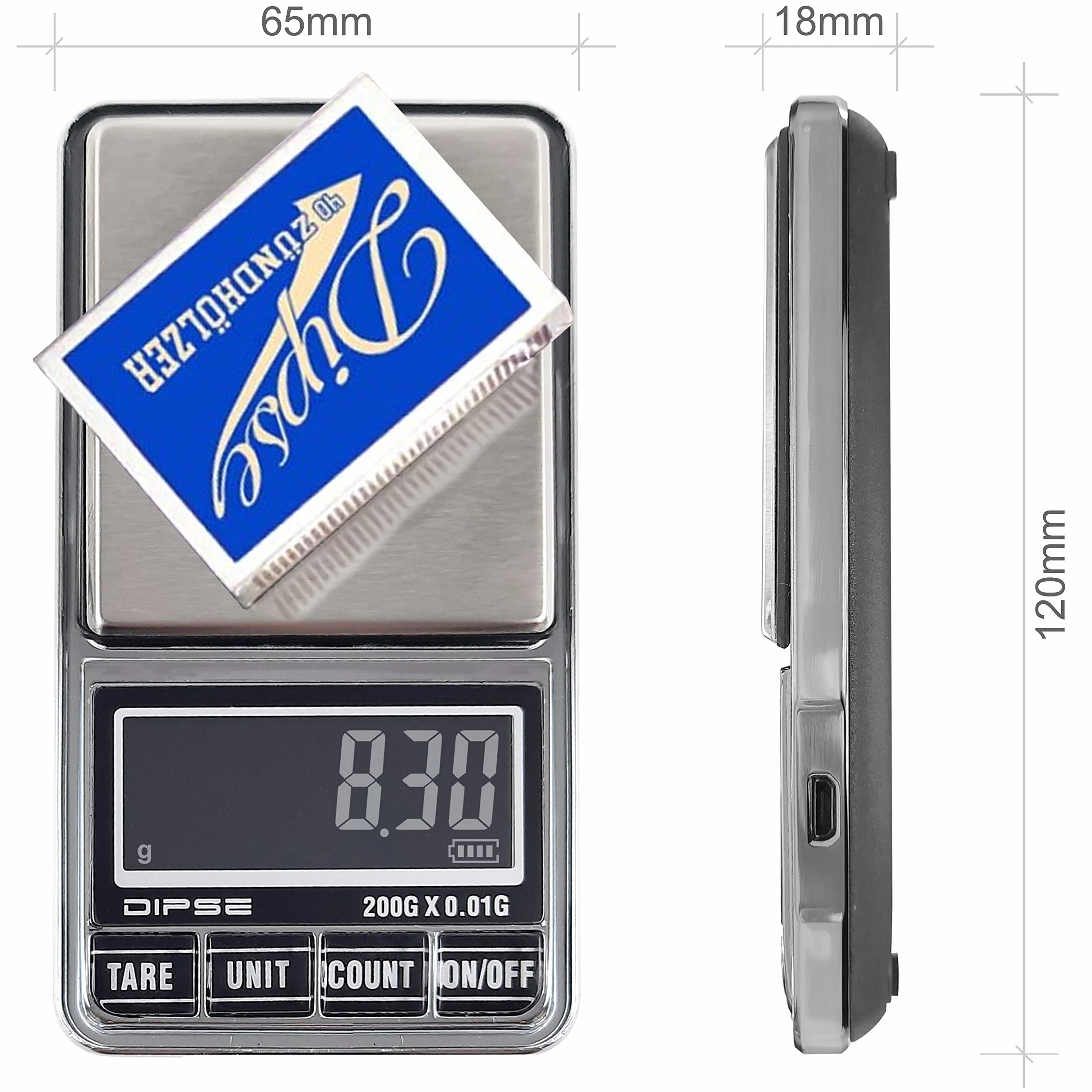 DIPSE USB 200 cyfrowa waga kieszonkowa 0,01 g 200 g