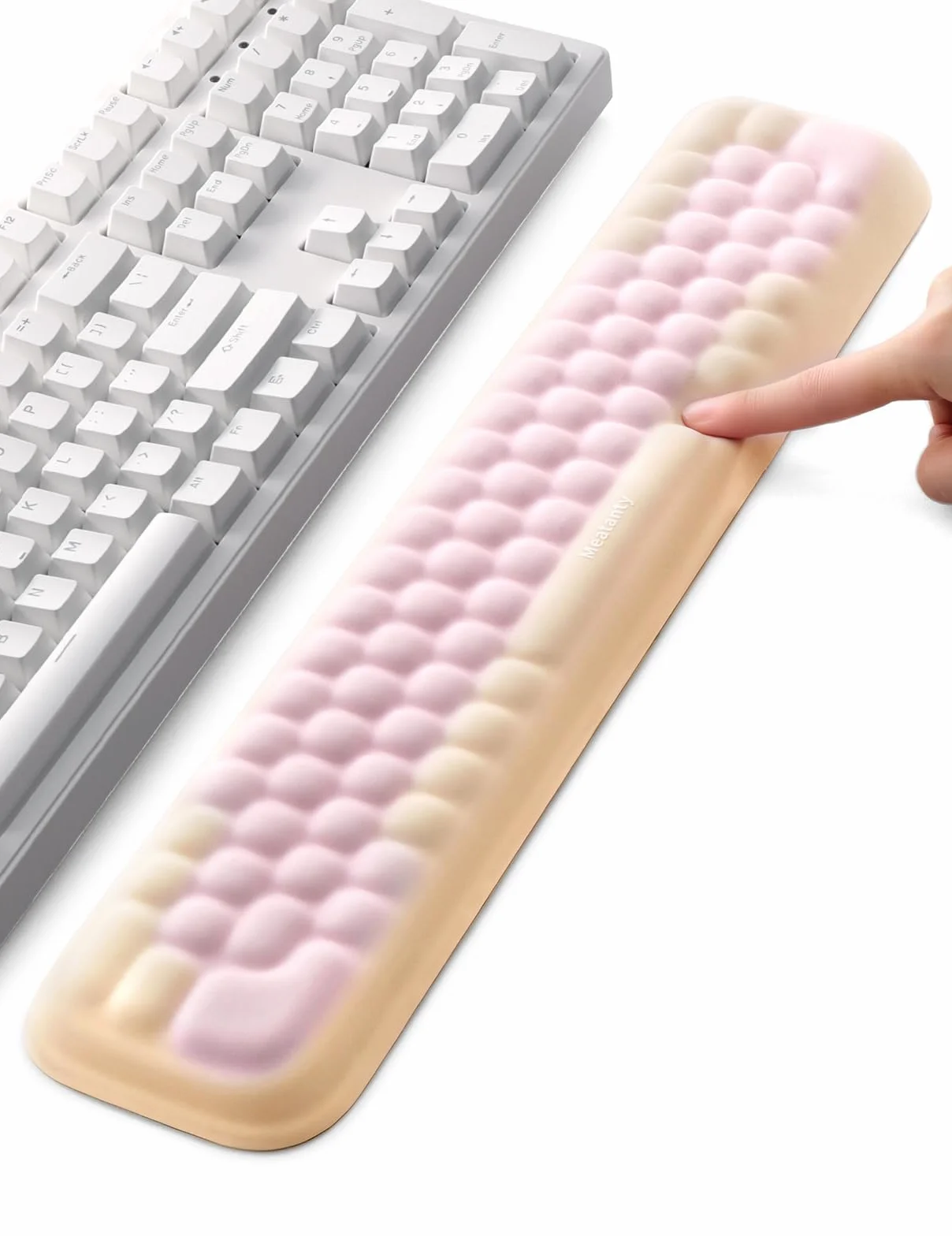 Meatanty Podkładka pod nadgarstek, wyściełana pianka z pamięcią kształtu, do biura, komputera, laptopa, Mac, łagodzi ból nadgarstka i wygodne pisanie, żółto-różowa